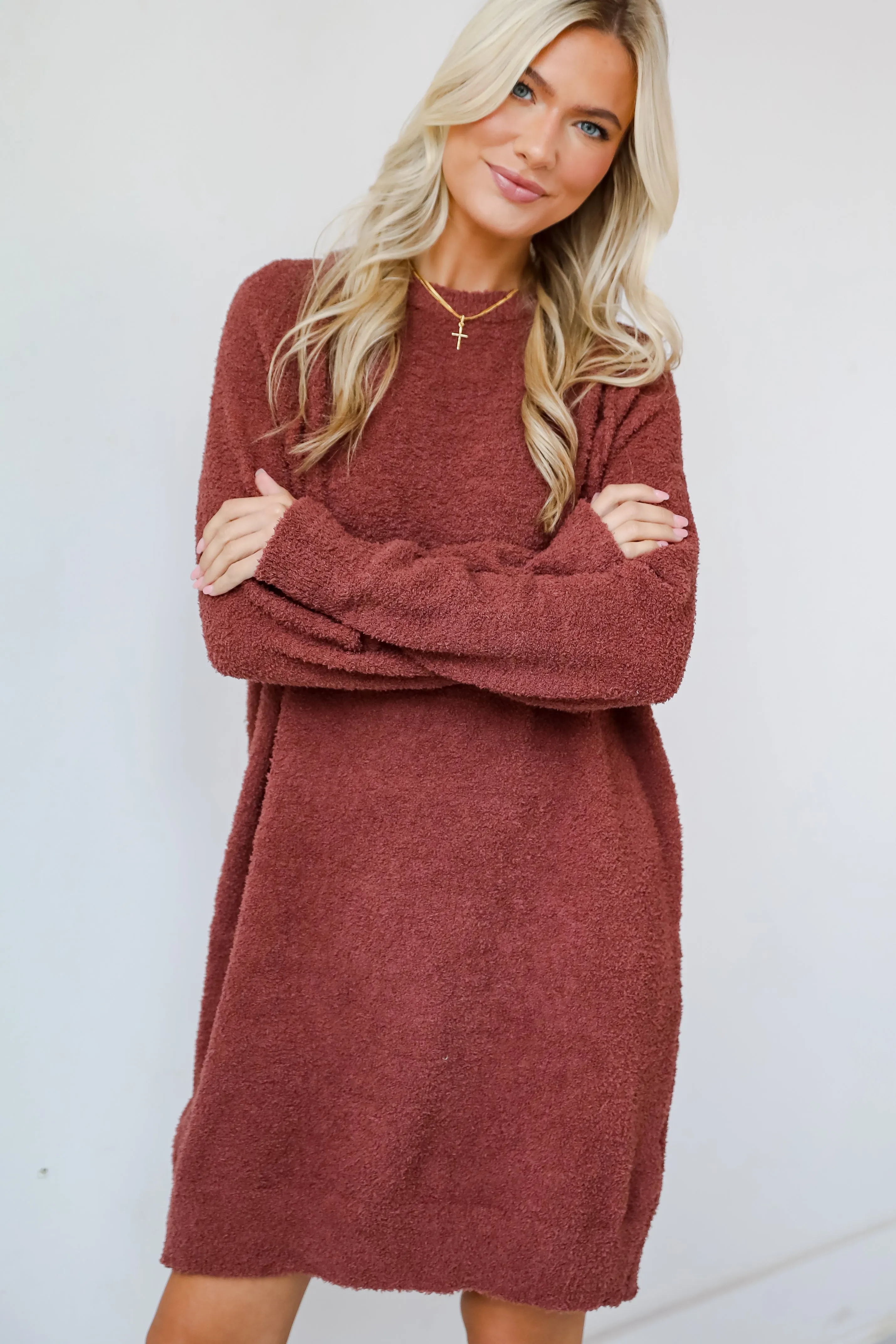FINAL SALE - Addison Fuzzy Knit Mini Sweater Dress - DOORBUSTER