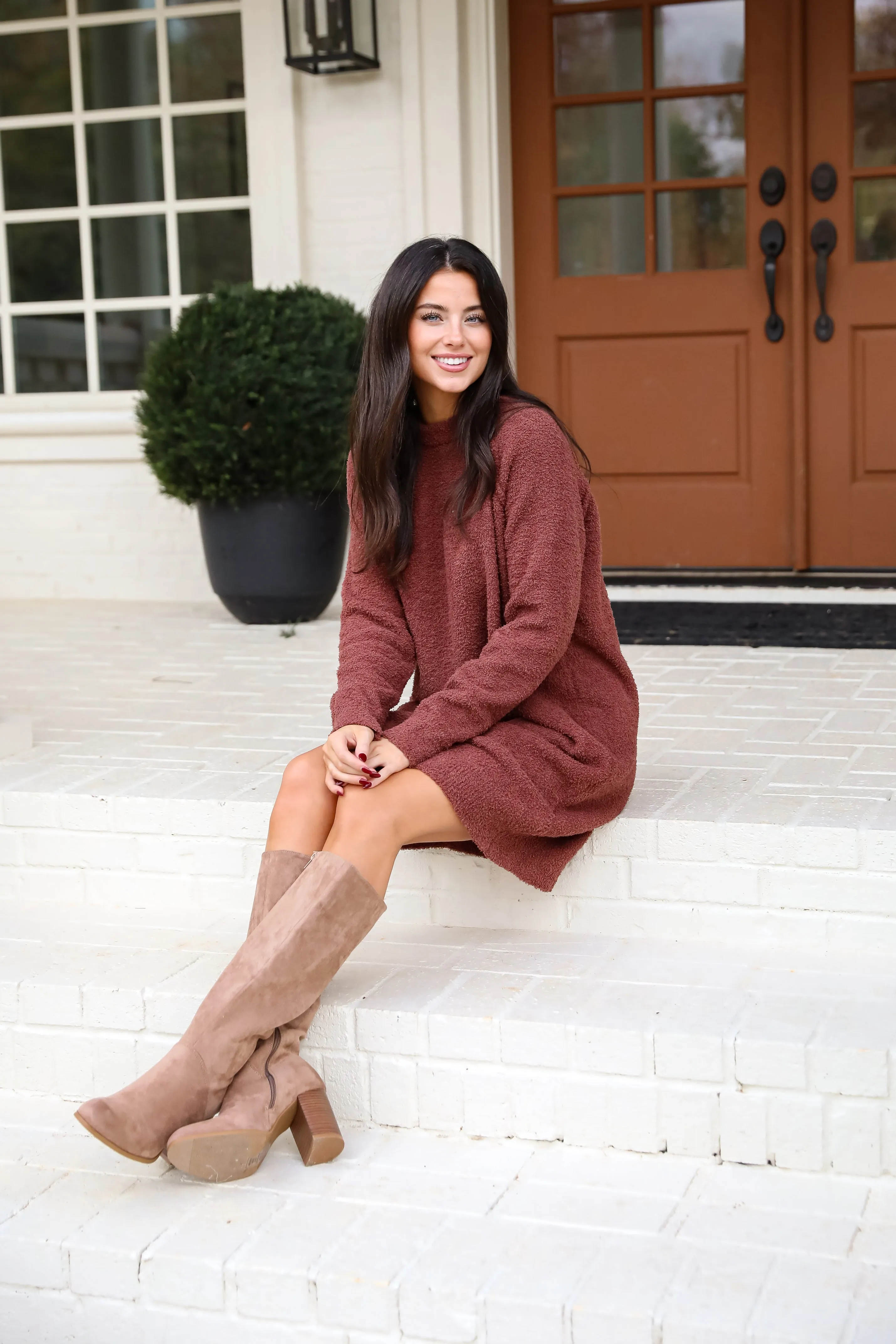 FINAL SALE - Addison Fuzzy Knit Mini Sweater Dress - DOORBUSTER