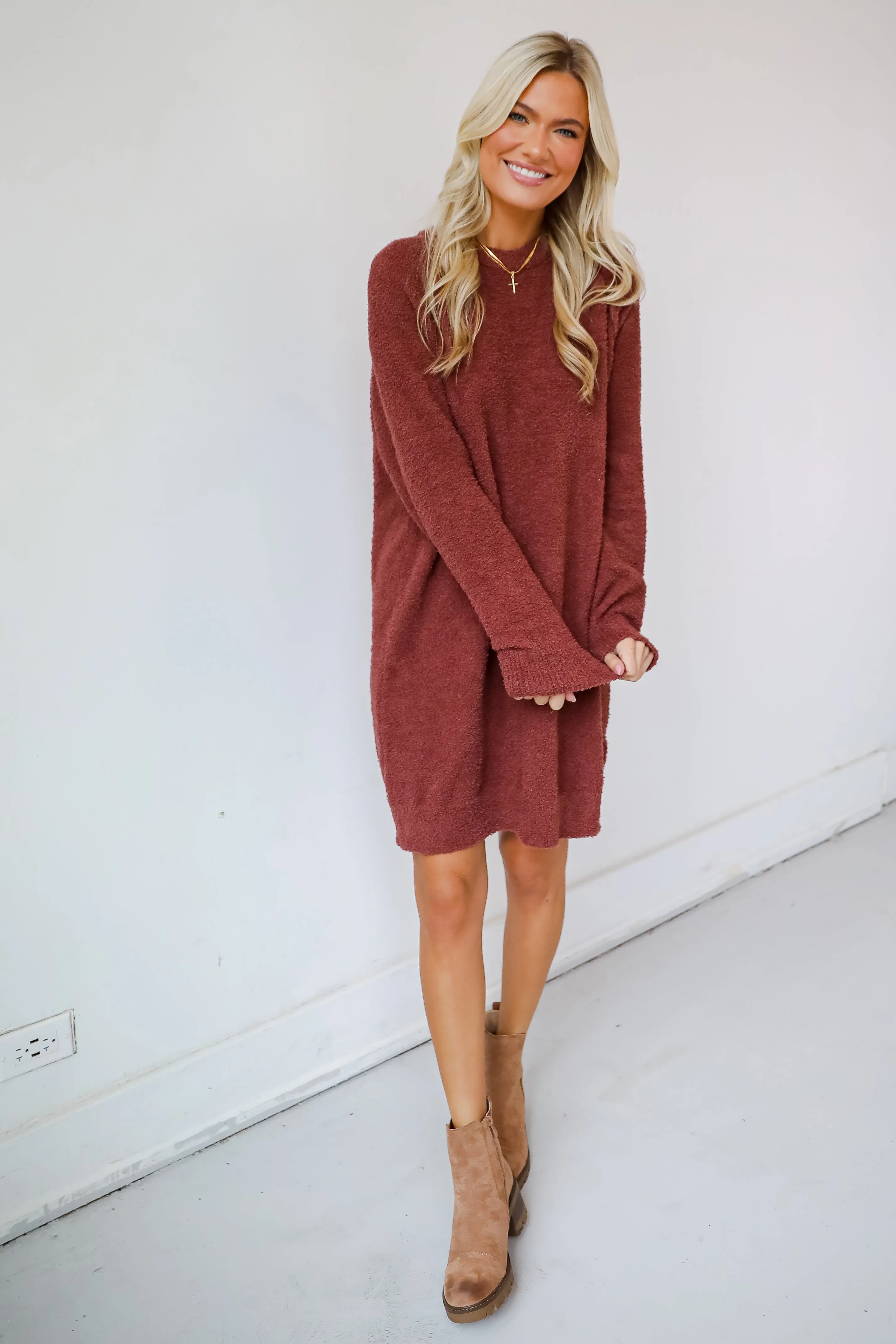 FINAL SALE - Addison Fuzzy Knit Mini Sweater Dress - DOORBUSTER