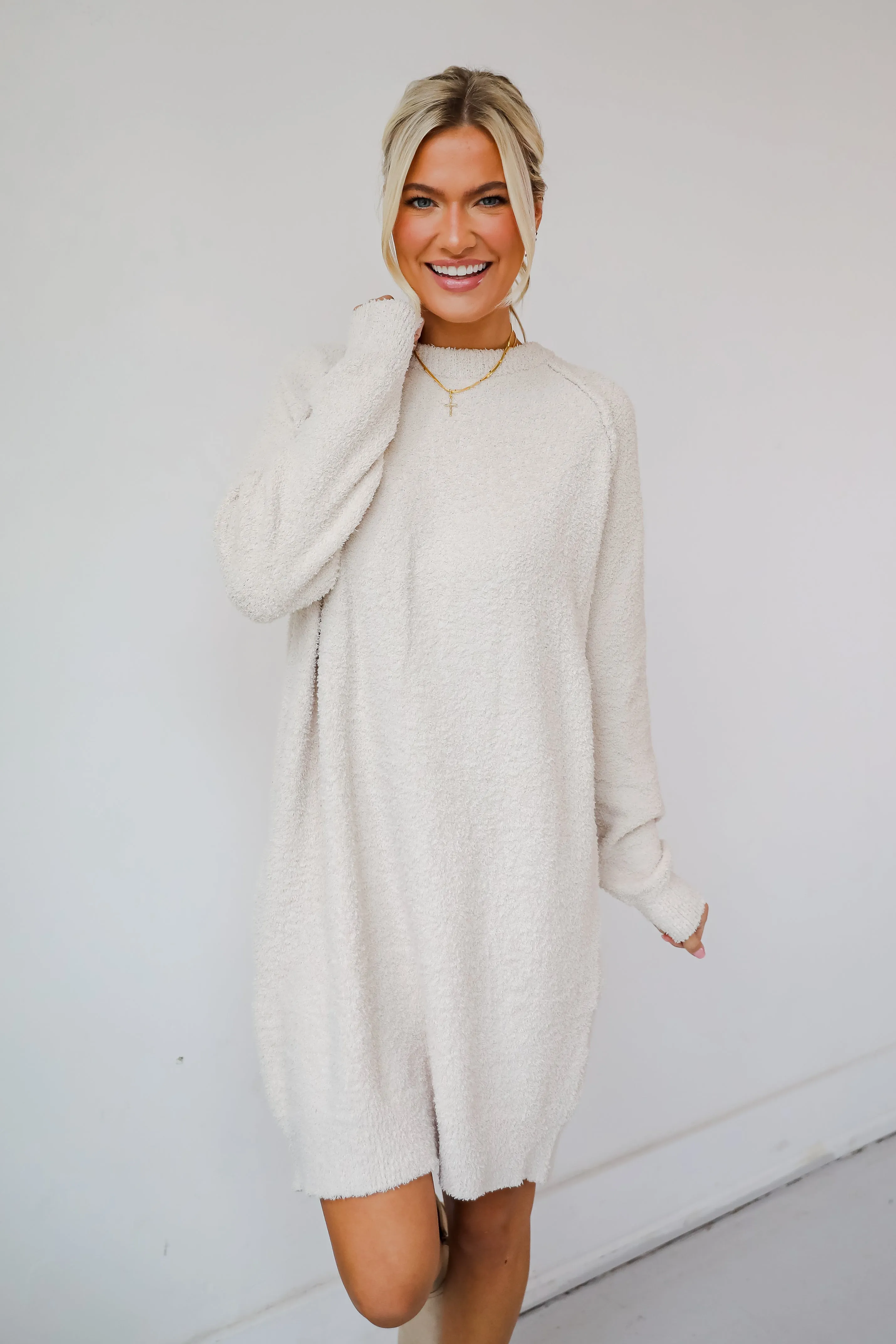 FINAL SALE - Addison Fuzzy Knit Mini Sweater Dress - DOORBUSTER