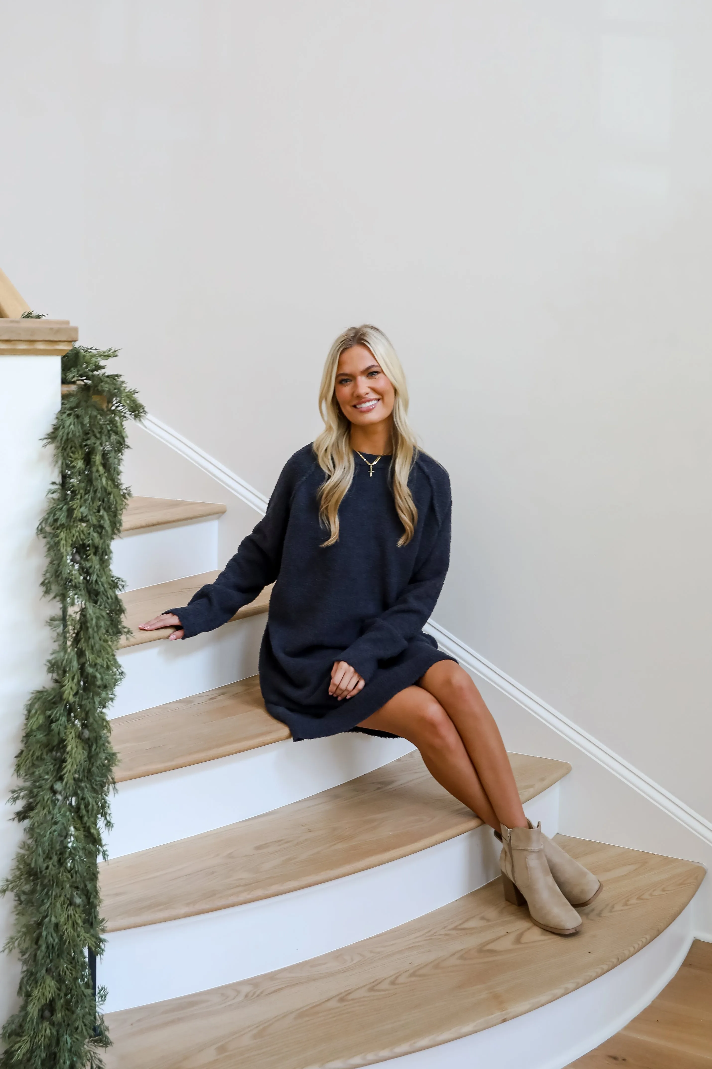 FINAL SALE - Addison Fuzzy Knit Mini Sweater Dress - DOORBUSTER