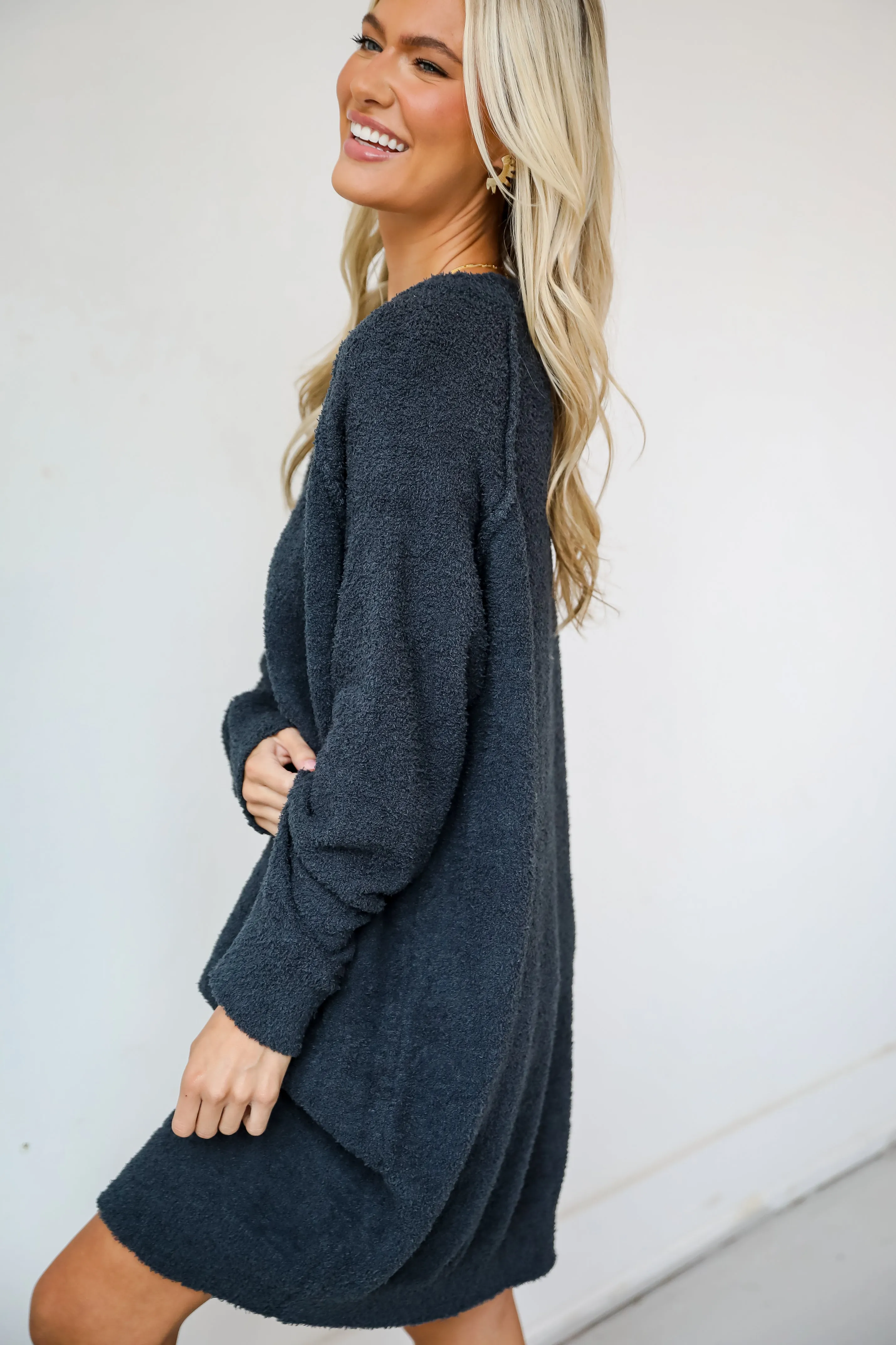 FINAL SALE - Addison Fuzzy Knit Mini Sweater Dress - DOORBUSTER