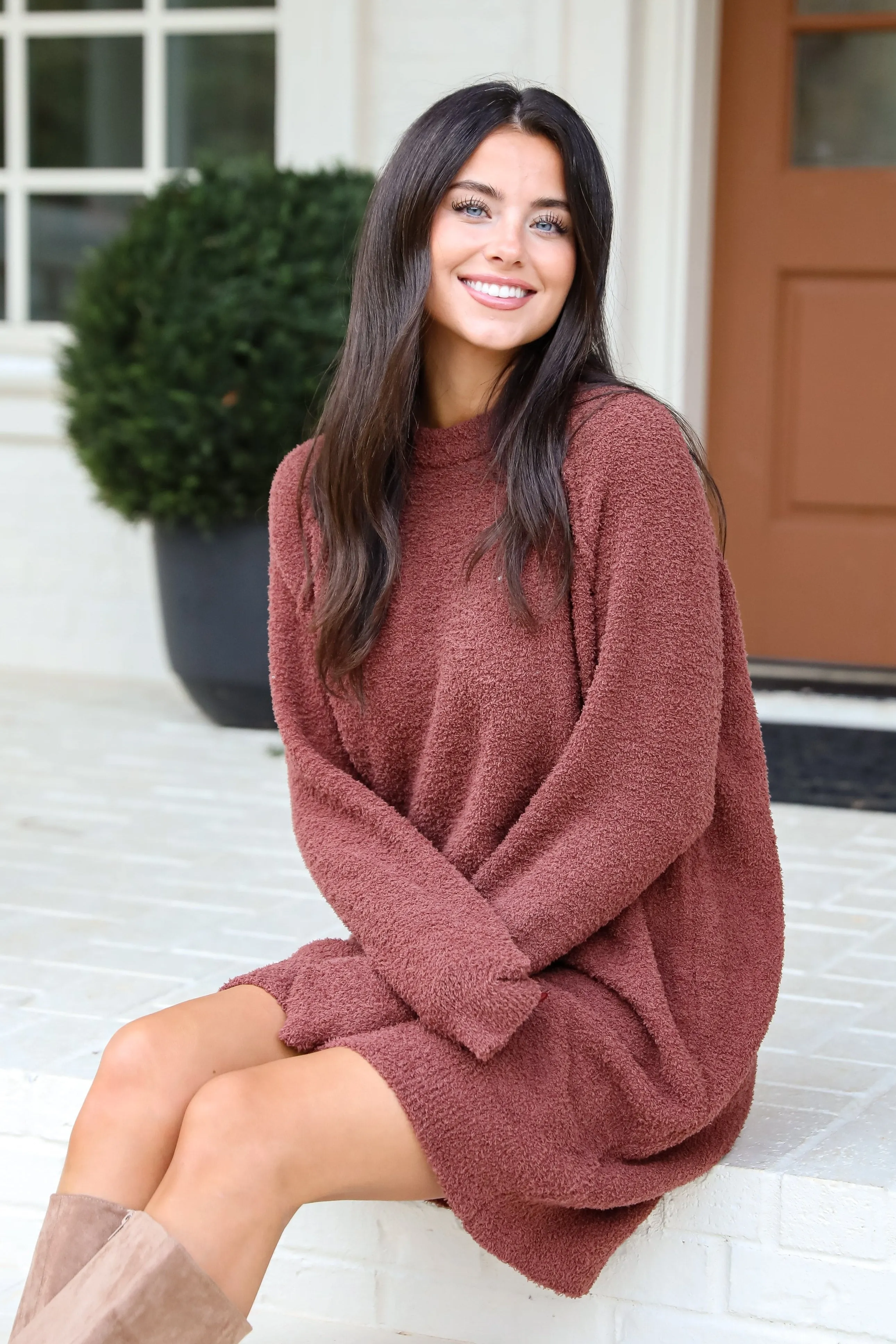 FINAL SALE - Addison Fuzzy Knit Mini Sweater Dress - DOORBUSTER