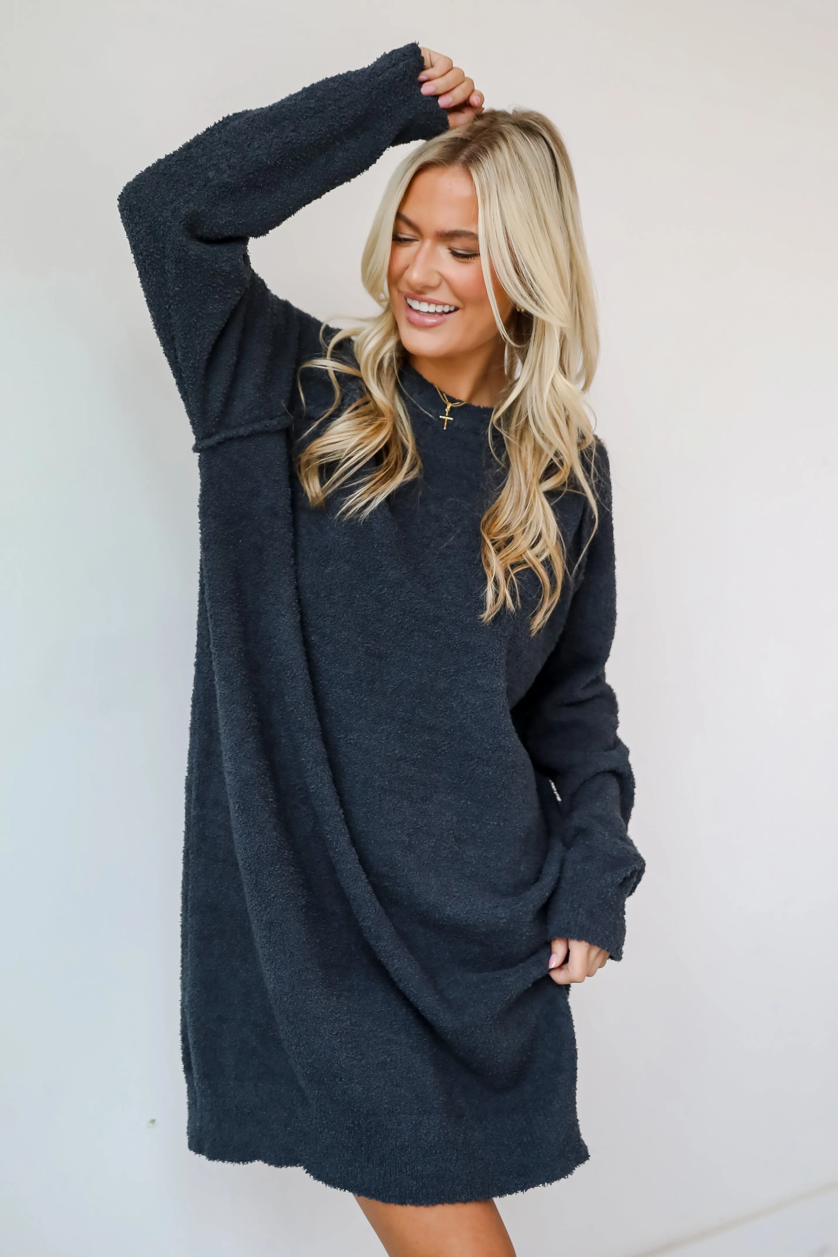 FINAL SALE - Addison Fuzzy Knit Mini Sweater Dress - DOORBUSTER