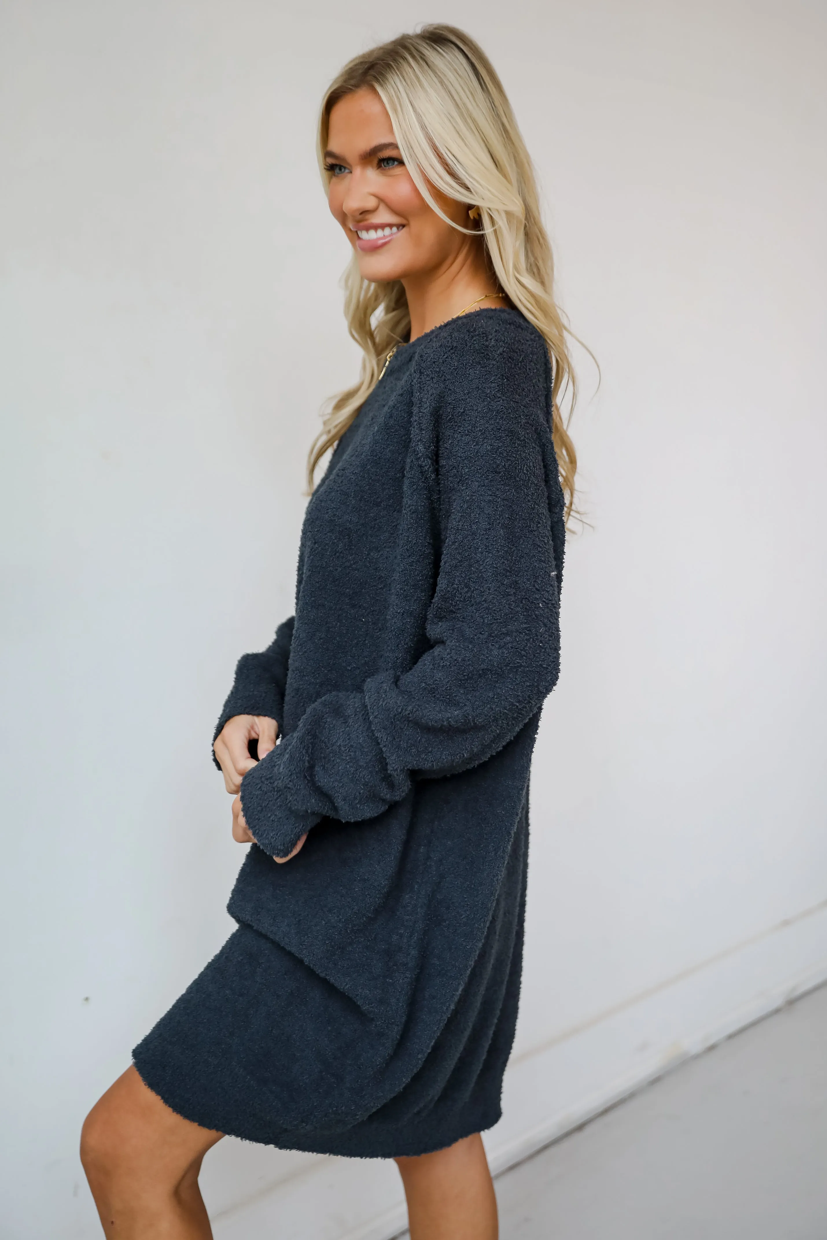 FINAL SALE - Addison Fuzzy Knit Mini Sweater Dress - DOORBUSTER