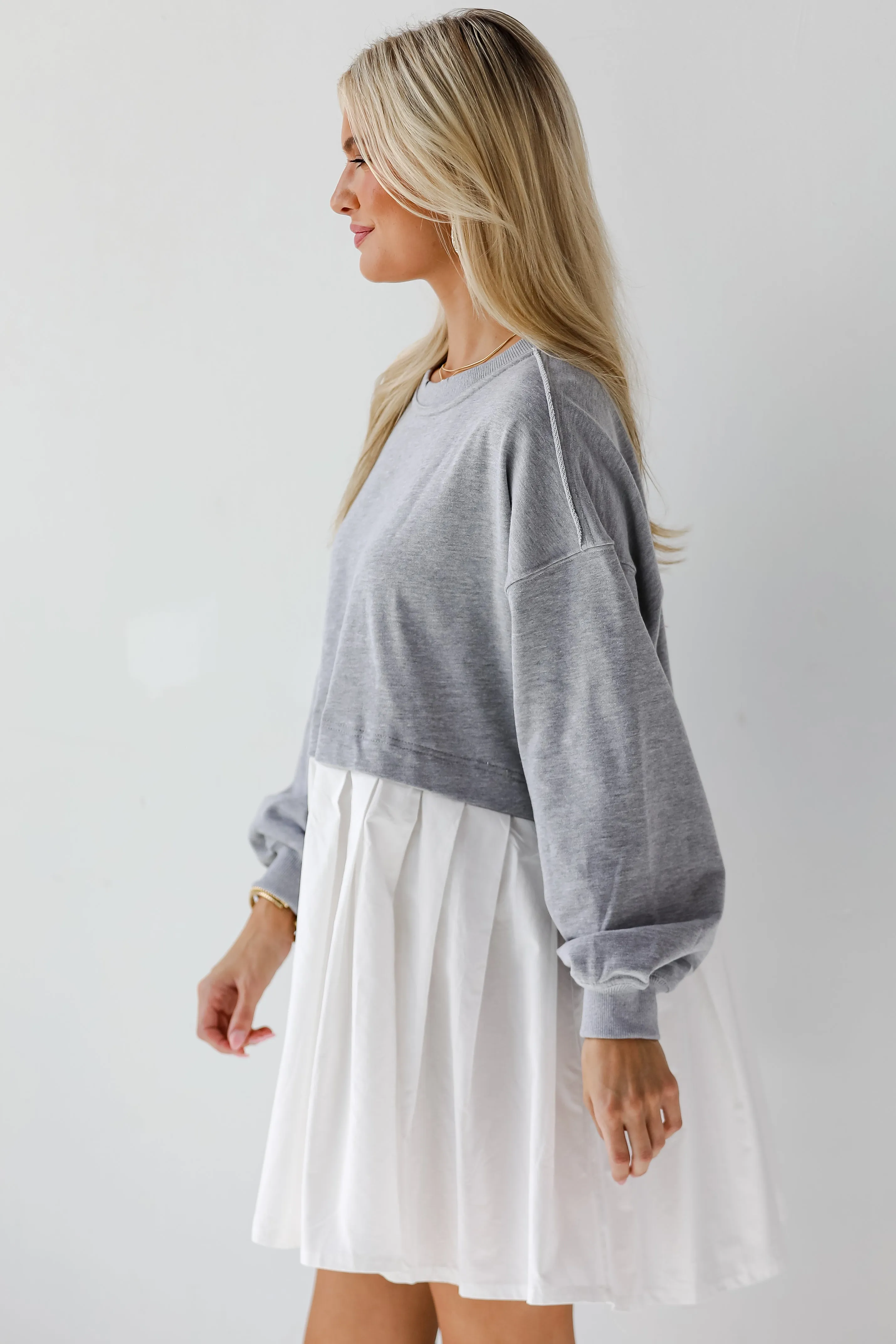 FINAL SALE - Contemporary Elegance Heather Grey Sweatshirt Dress