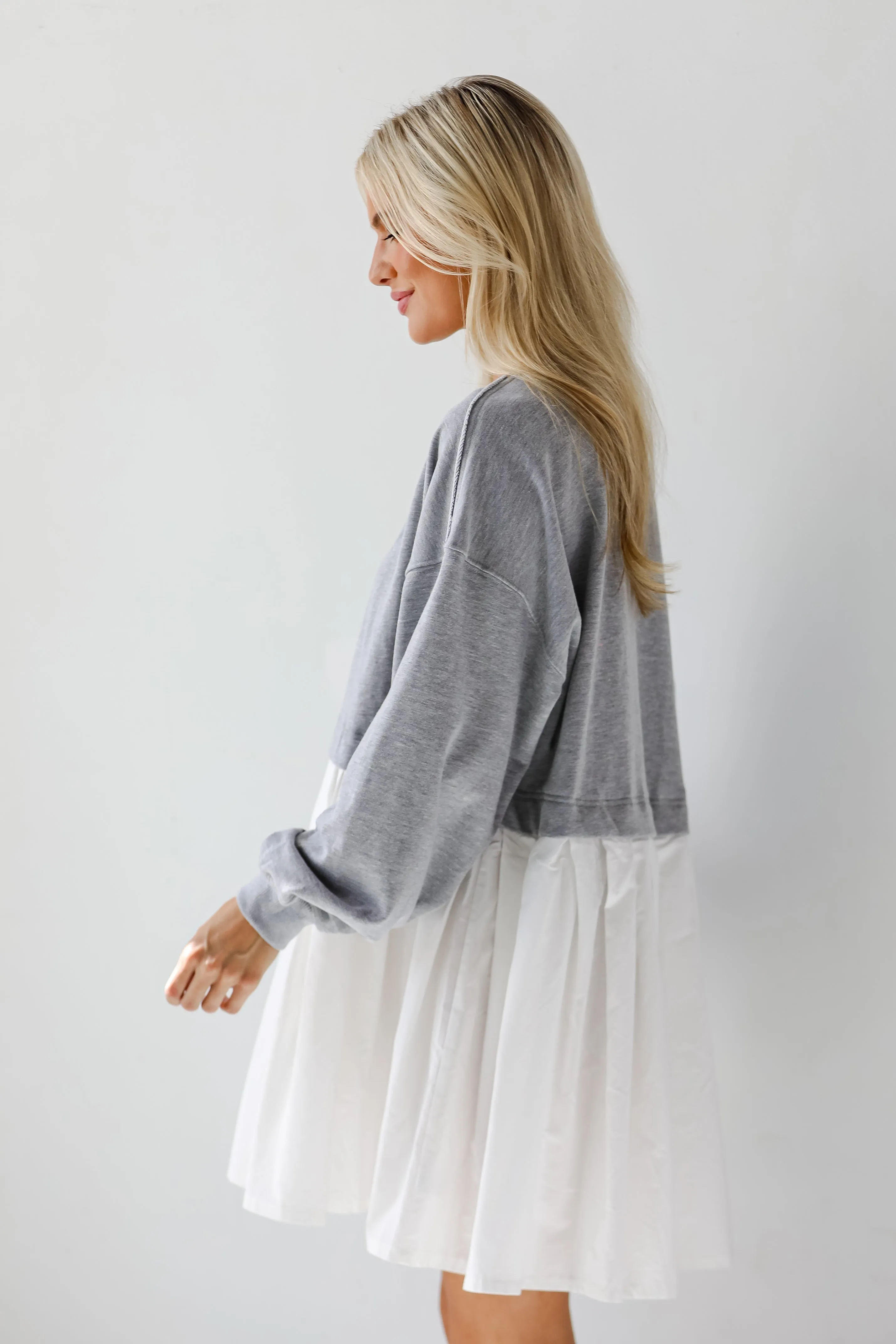 FINAL SALE - Contemporary Elegance Heather Grey Sweatshirt Dress
