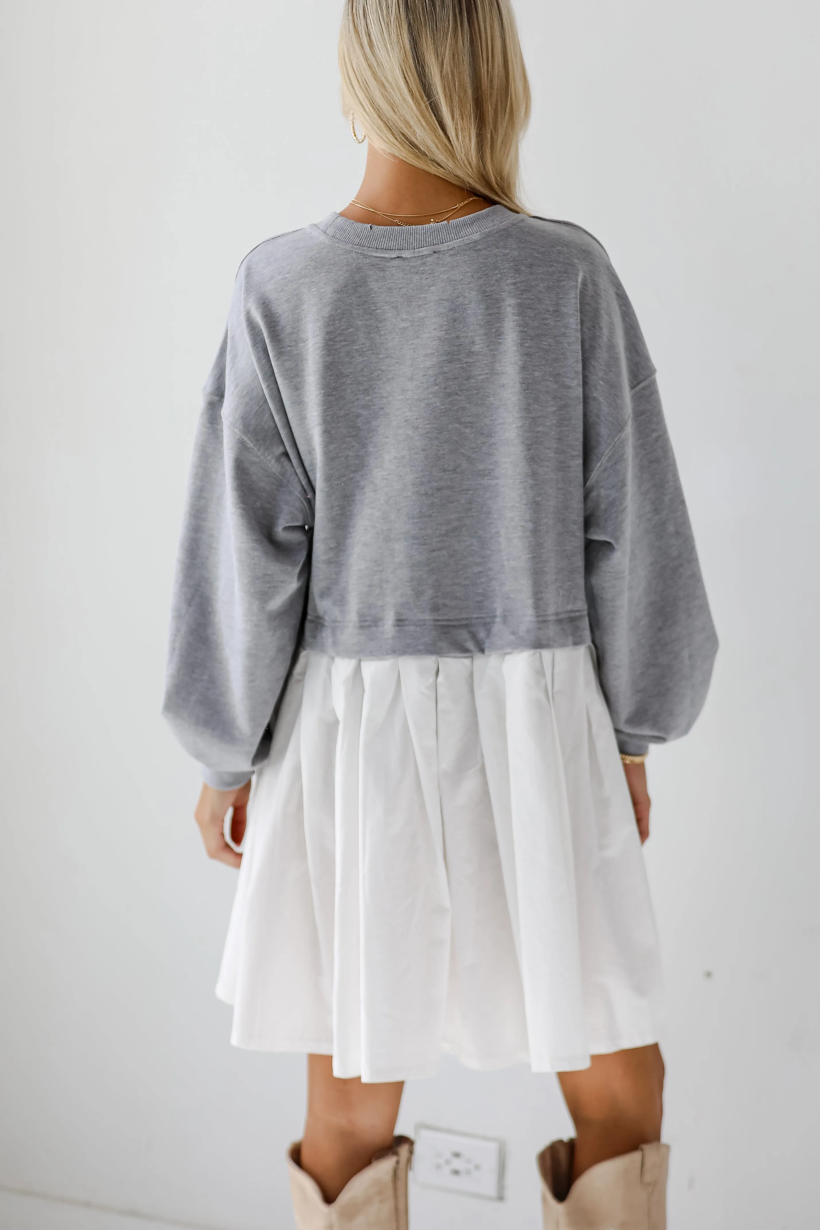 FINAL SALE - Contemporary Elegance Heather Grey Sweatshirt Dress