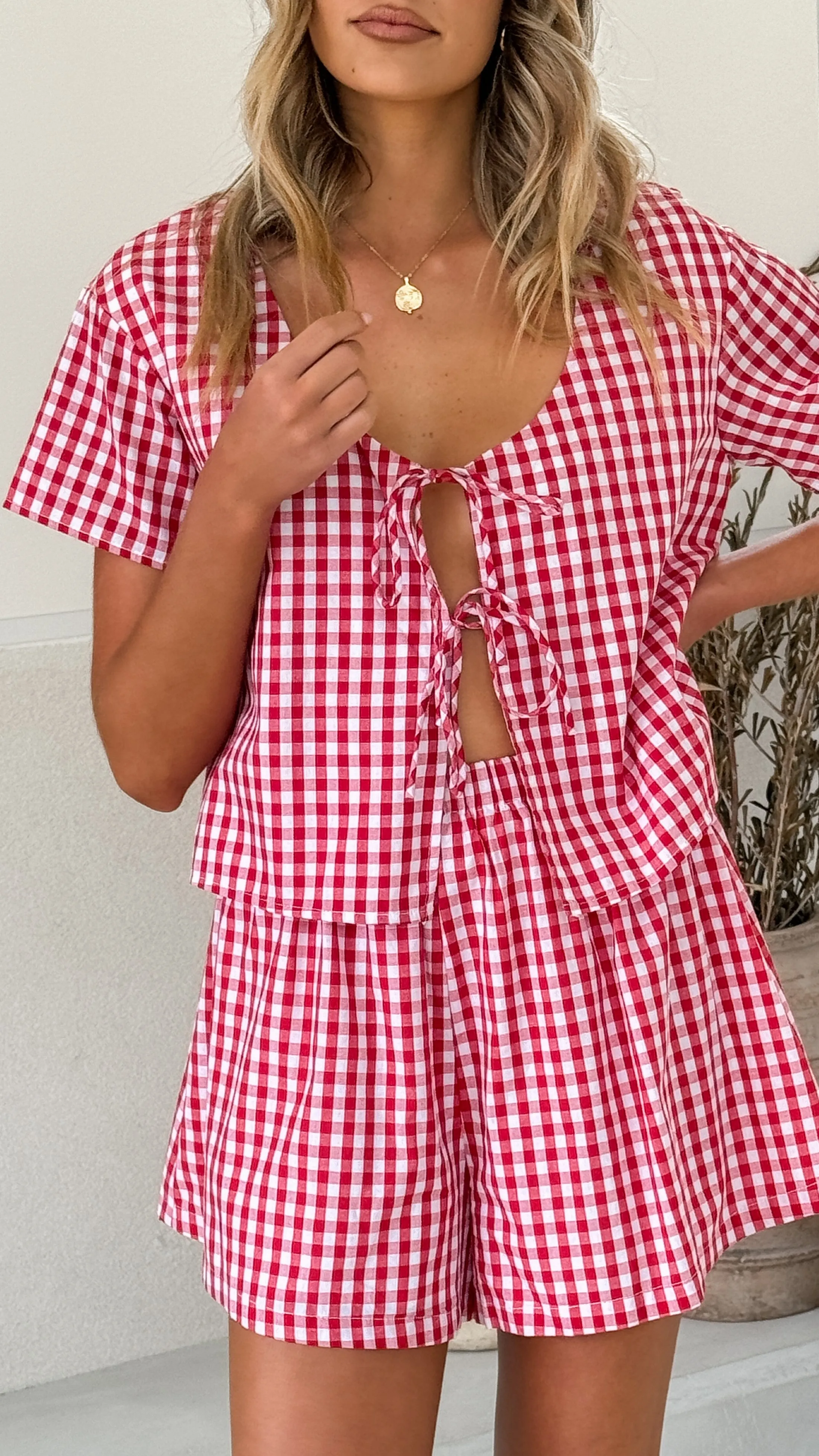 Jaiana Tie Top - Picnic Red