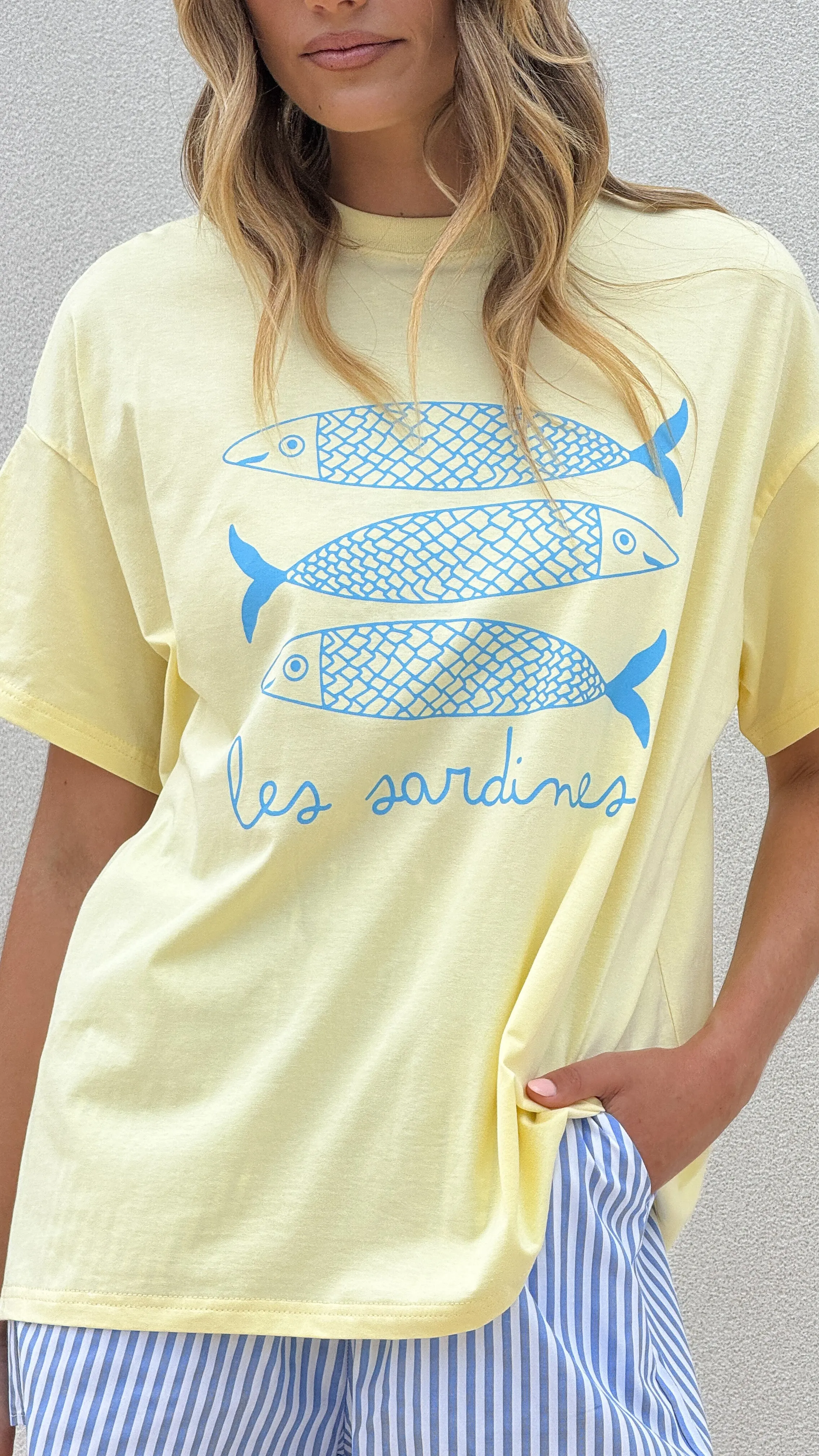 Le Sardines Top and Shorts Set - Yellow/Blue