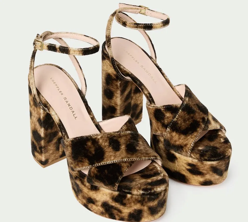 Loretta Leopard Velvet Platform Sandal