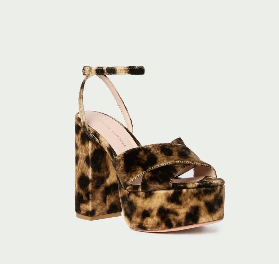 Loretta Leopard Velvet Platform Sandal