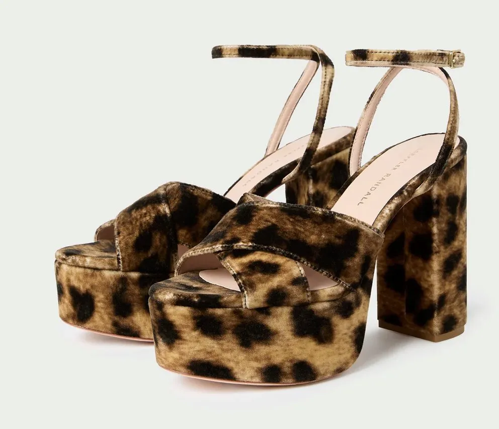 Loretta Leopard Velvet Platform Sandal