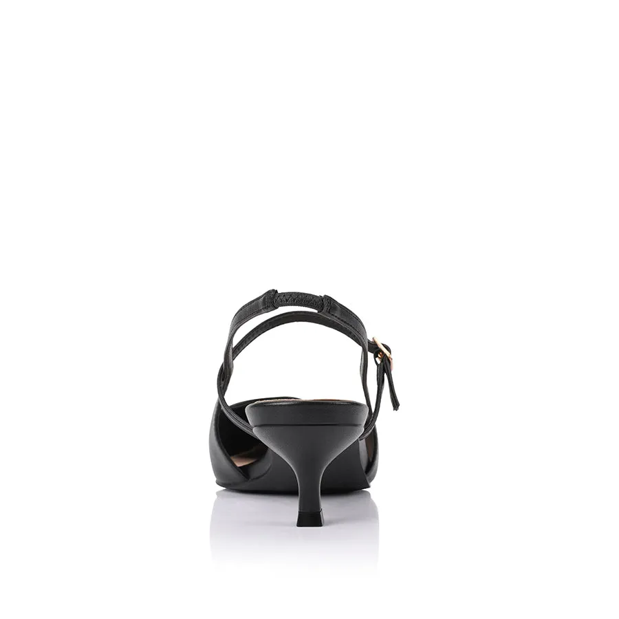 Luce Slingback Kitten Heels - Black