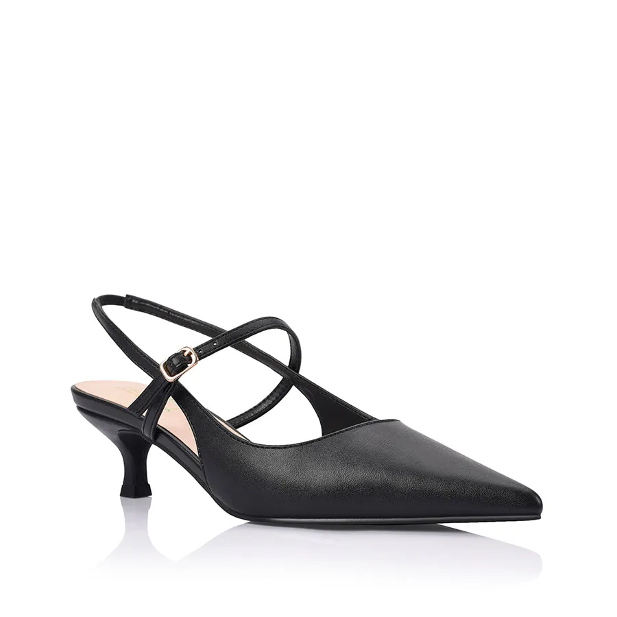 Luce Slingback Kitten Heels - Black