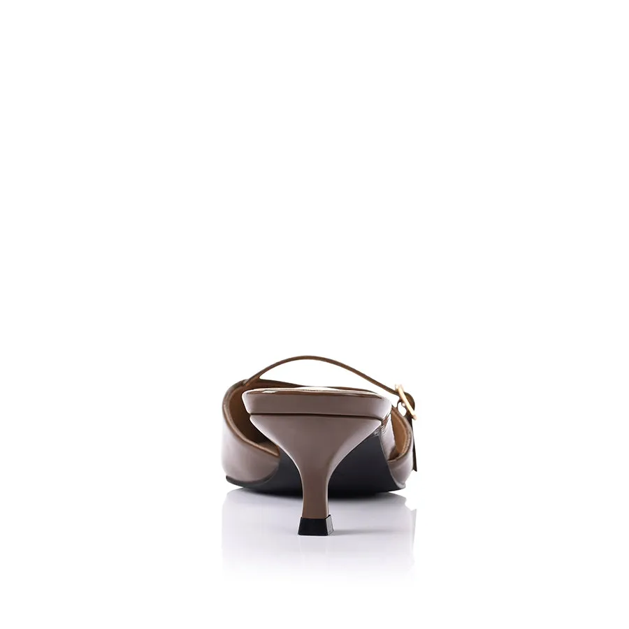 Lunar Point Toe Kitten Heels - Cocoa Brown Patent