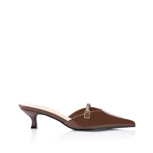 Lunar Point Toe Kitten Heels - Cocoa Brown Patent
