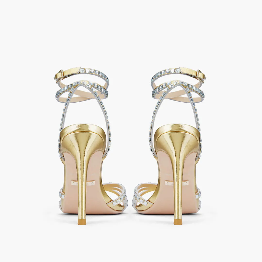 *MADDY GOLD  - diamond decor heels