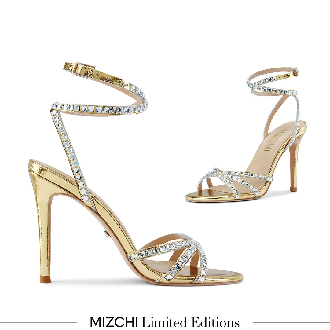 *MADDY GOLD  - diamond decor heels
