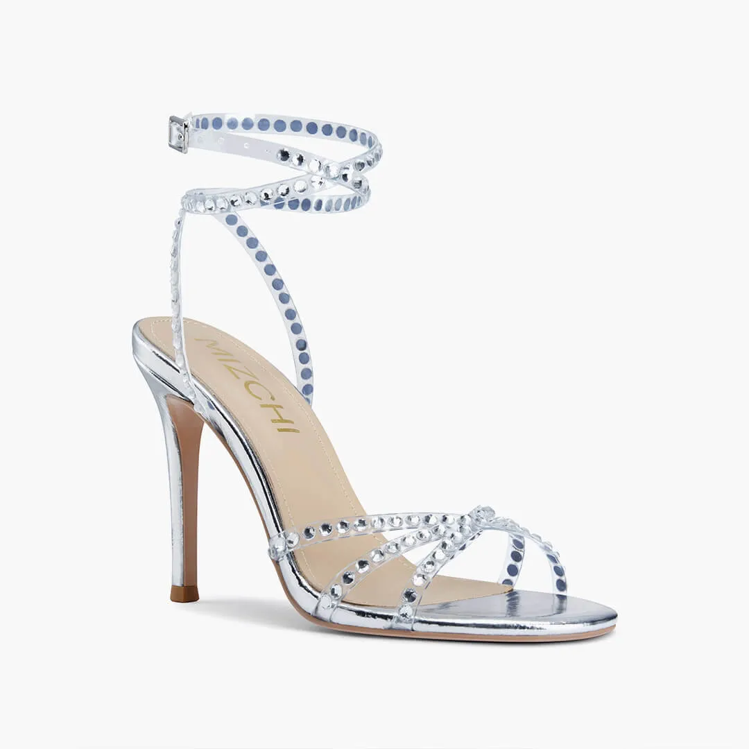 *MADDY SILVER  - diamond decor heels