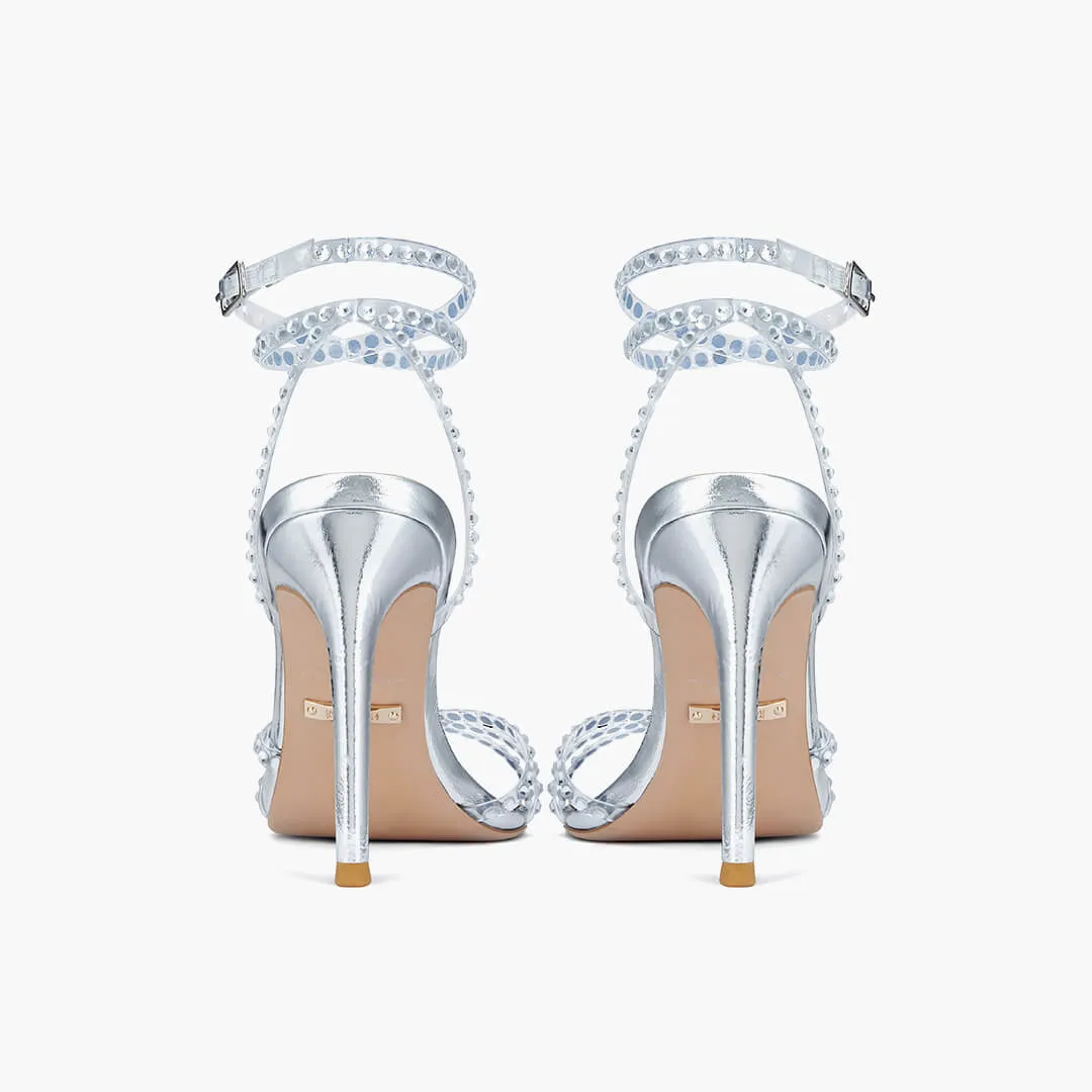 *MADDY SILVER  - diamond decor heels
