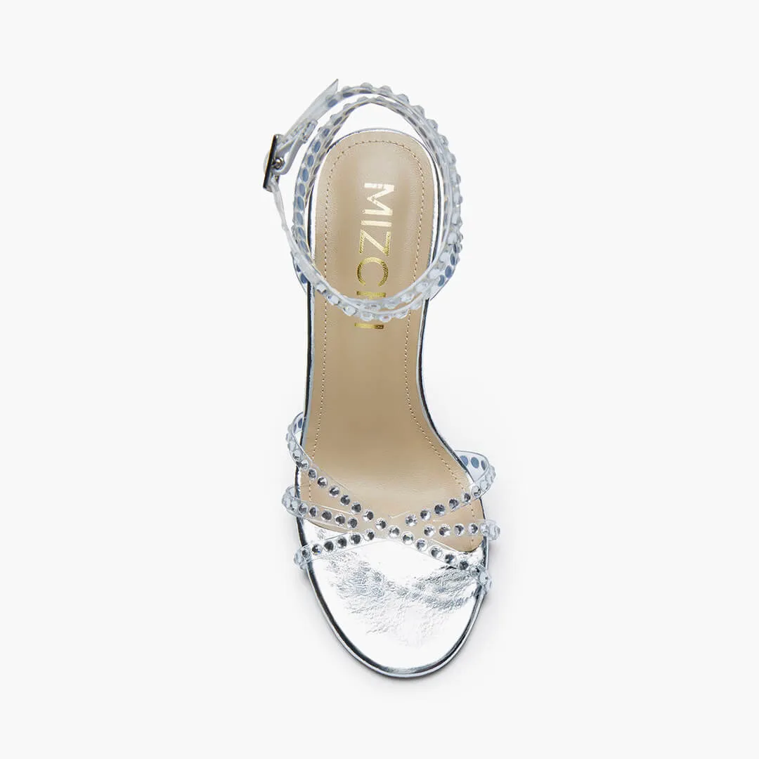 *MADDY SILVER  - diamond decor heels