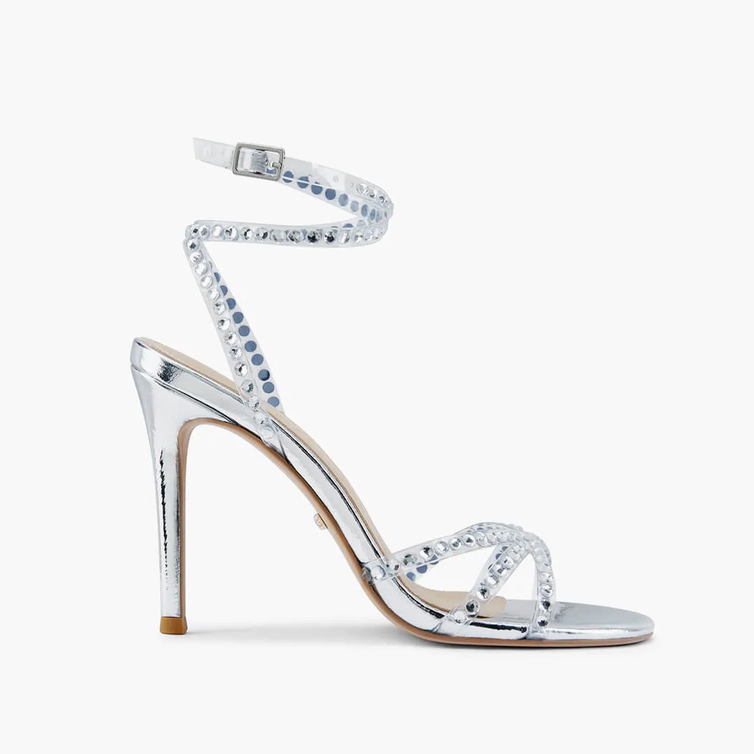 *MADDY SILVER  - diamond decor heels