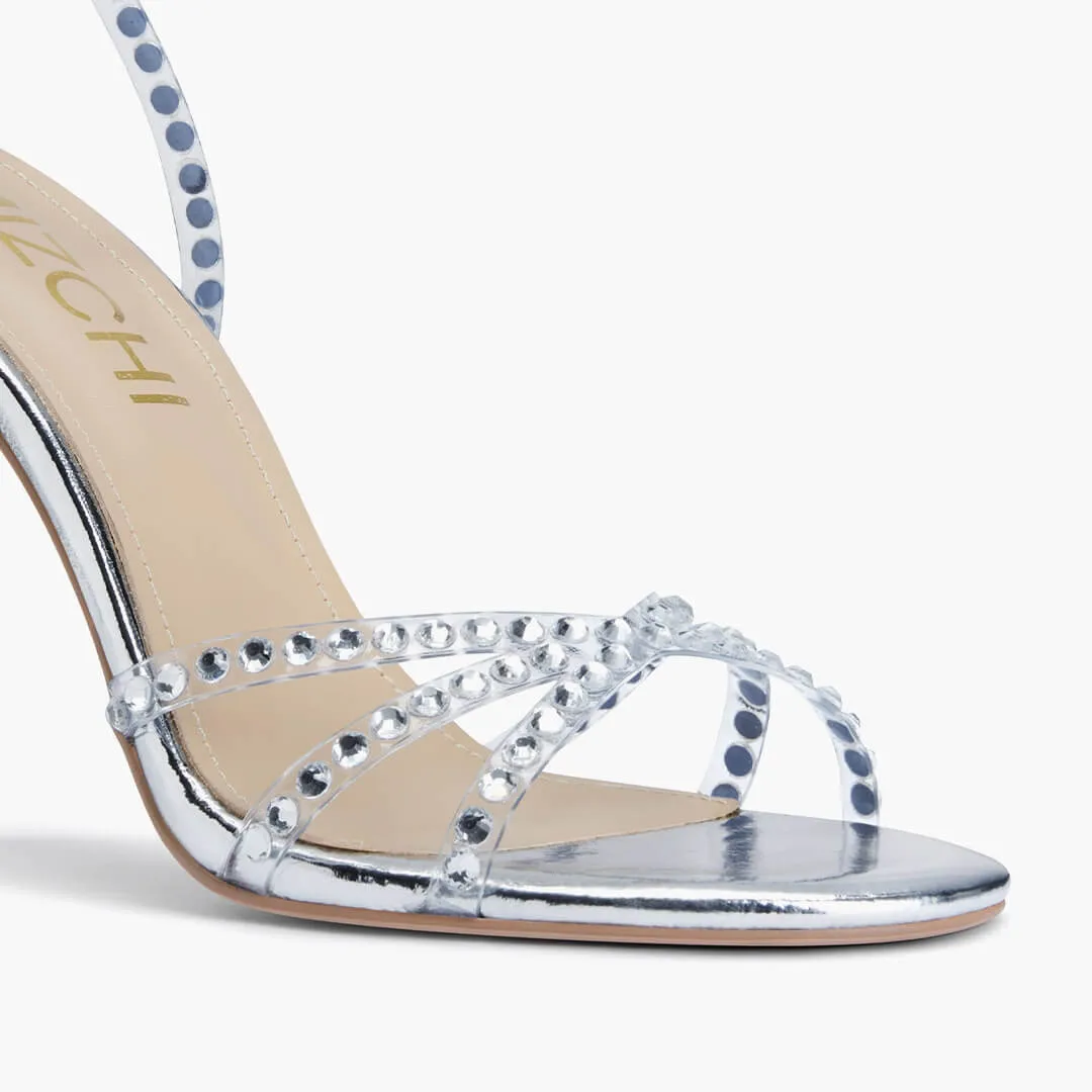 *MADDY SILVER  - diamond decor heels