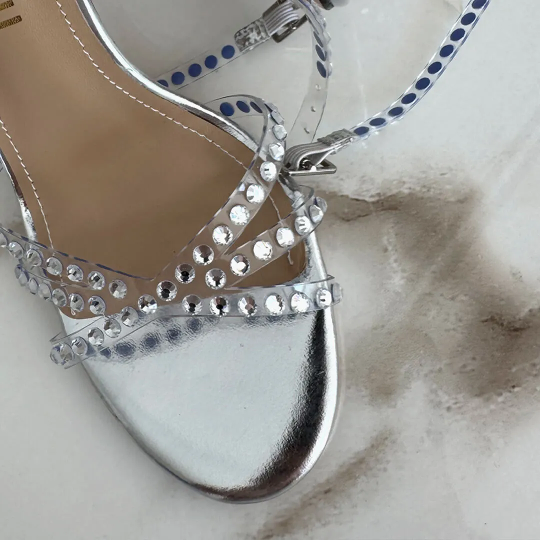 *MADDY SILVER  - diamond decor heels