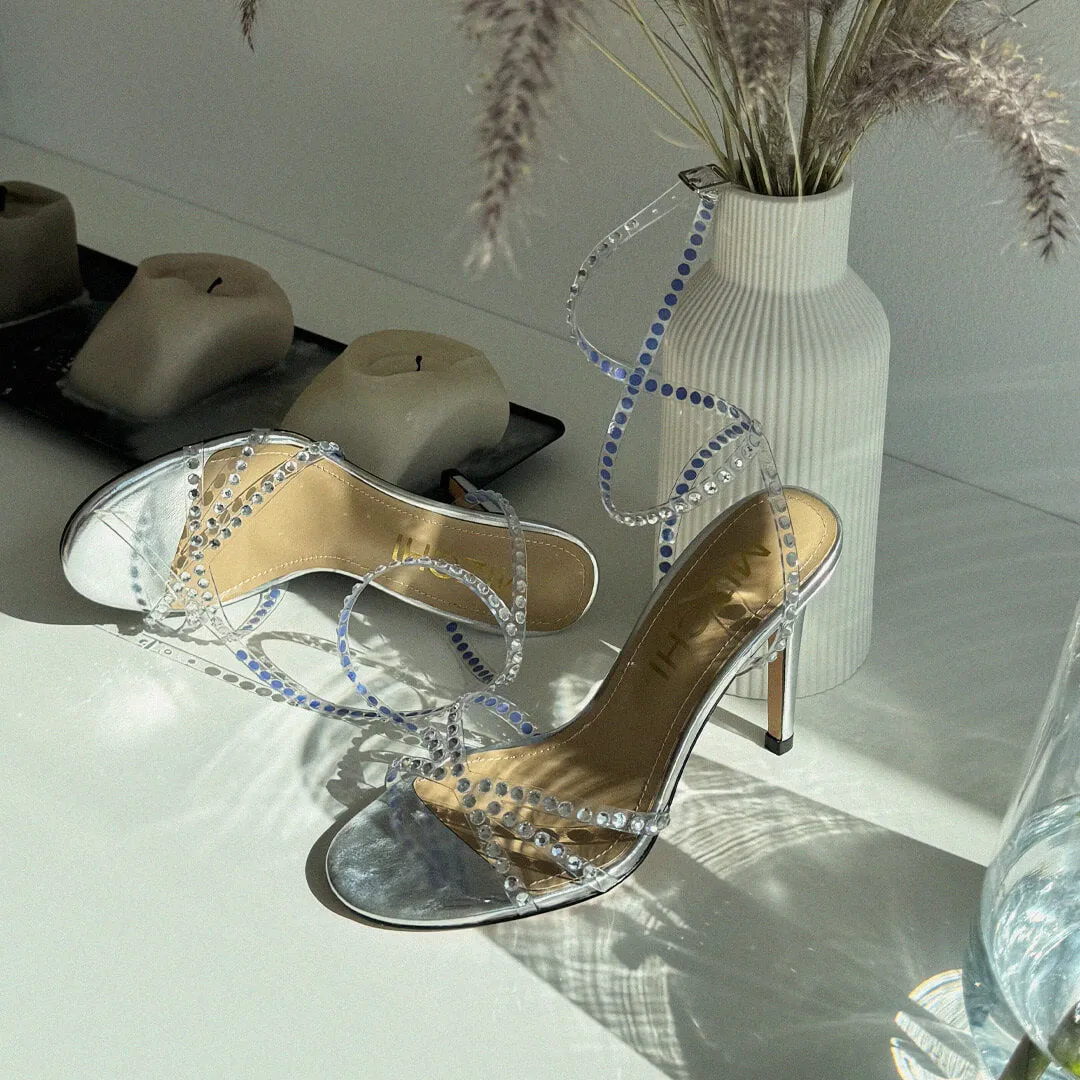 *MADDY SILVER  - diamond decor heels