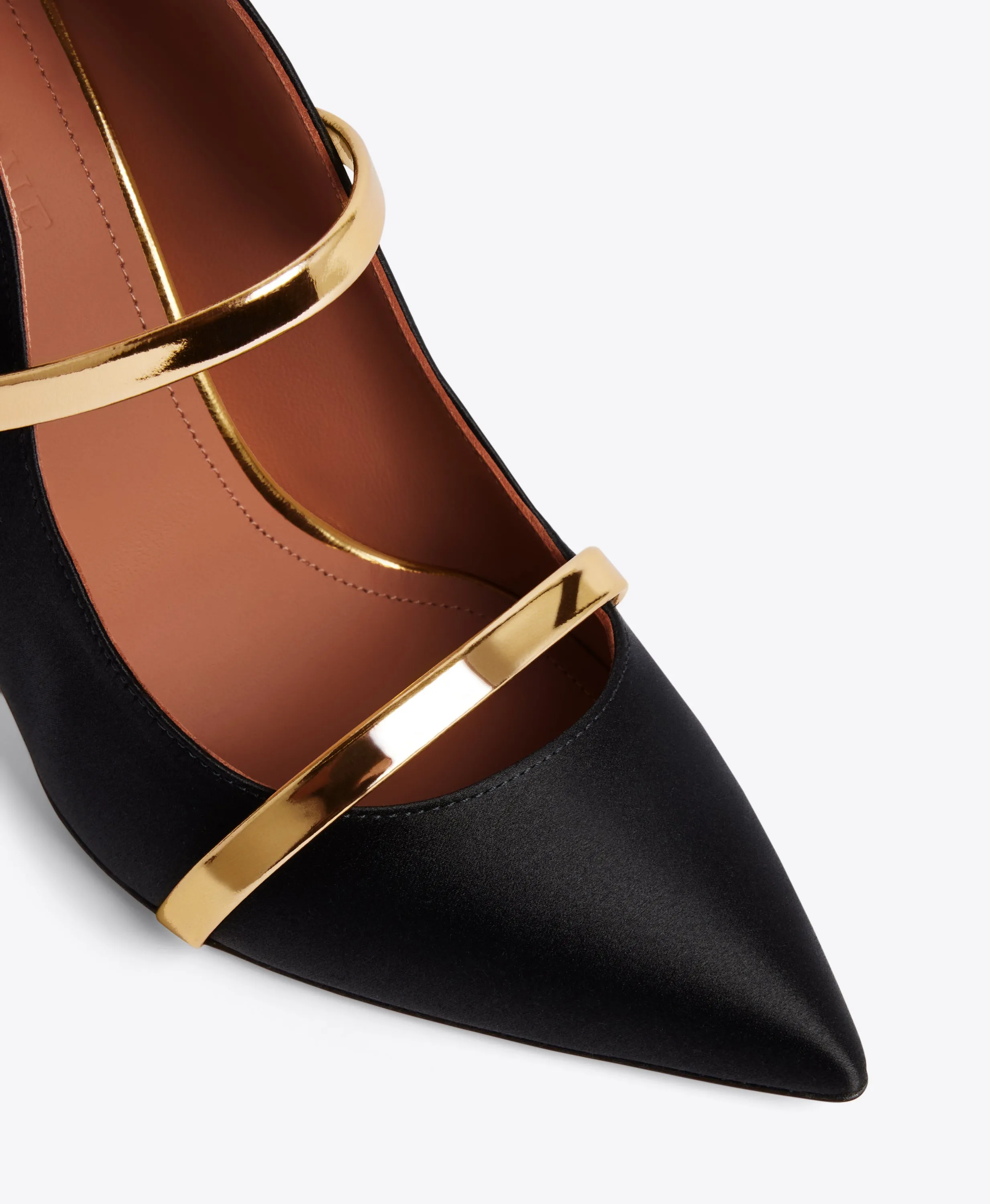 Maureen 100 Black & Gold Satin Pumps