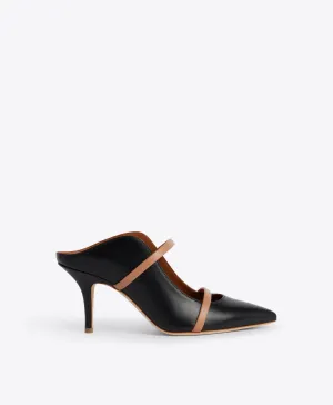 Maureen 70 Black & Blush Leather Mules