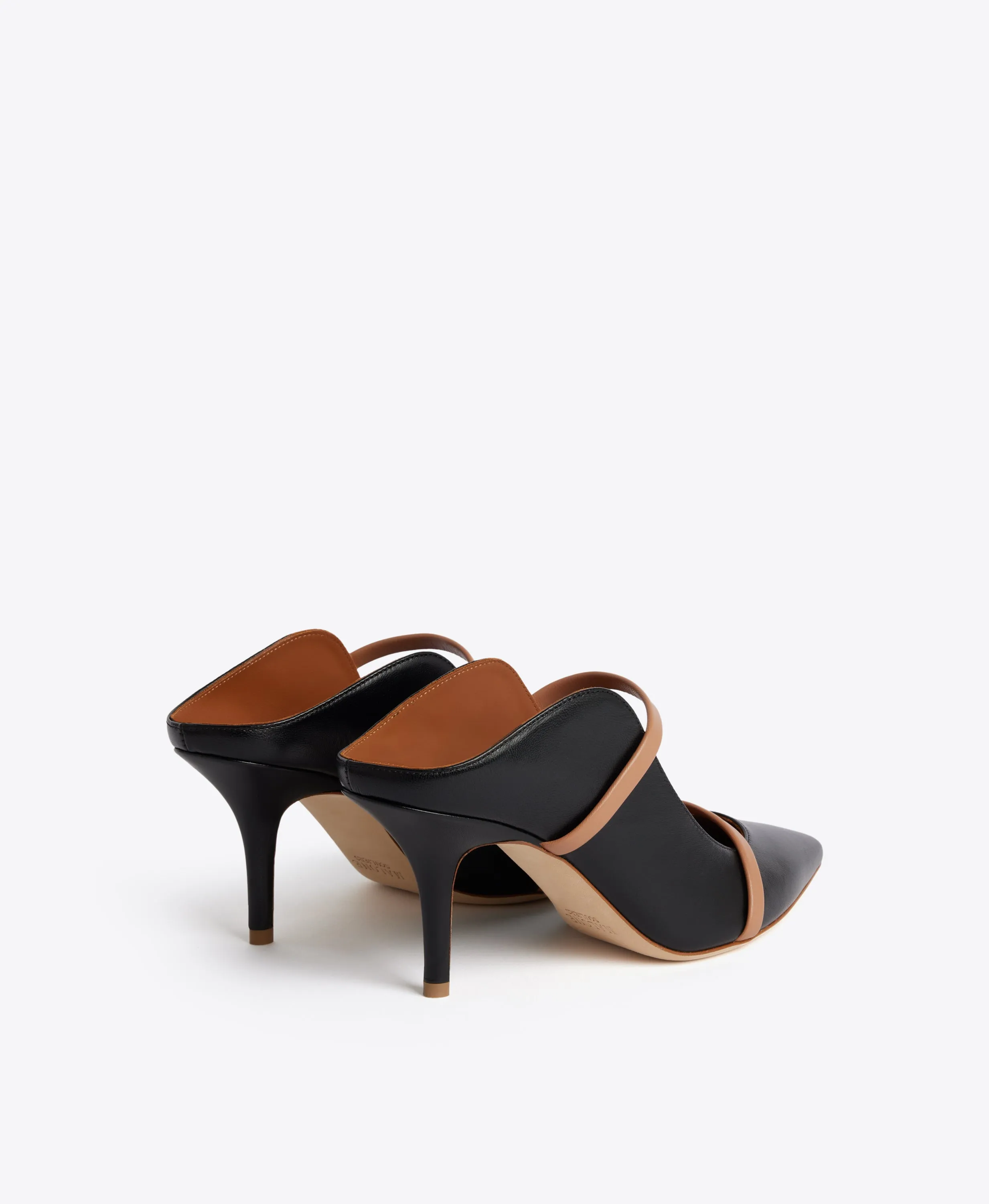 Maureen 70 Black & Blush Leather Mules