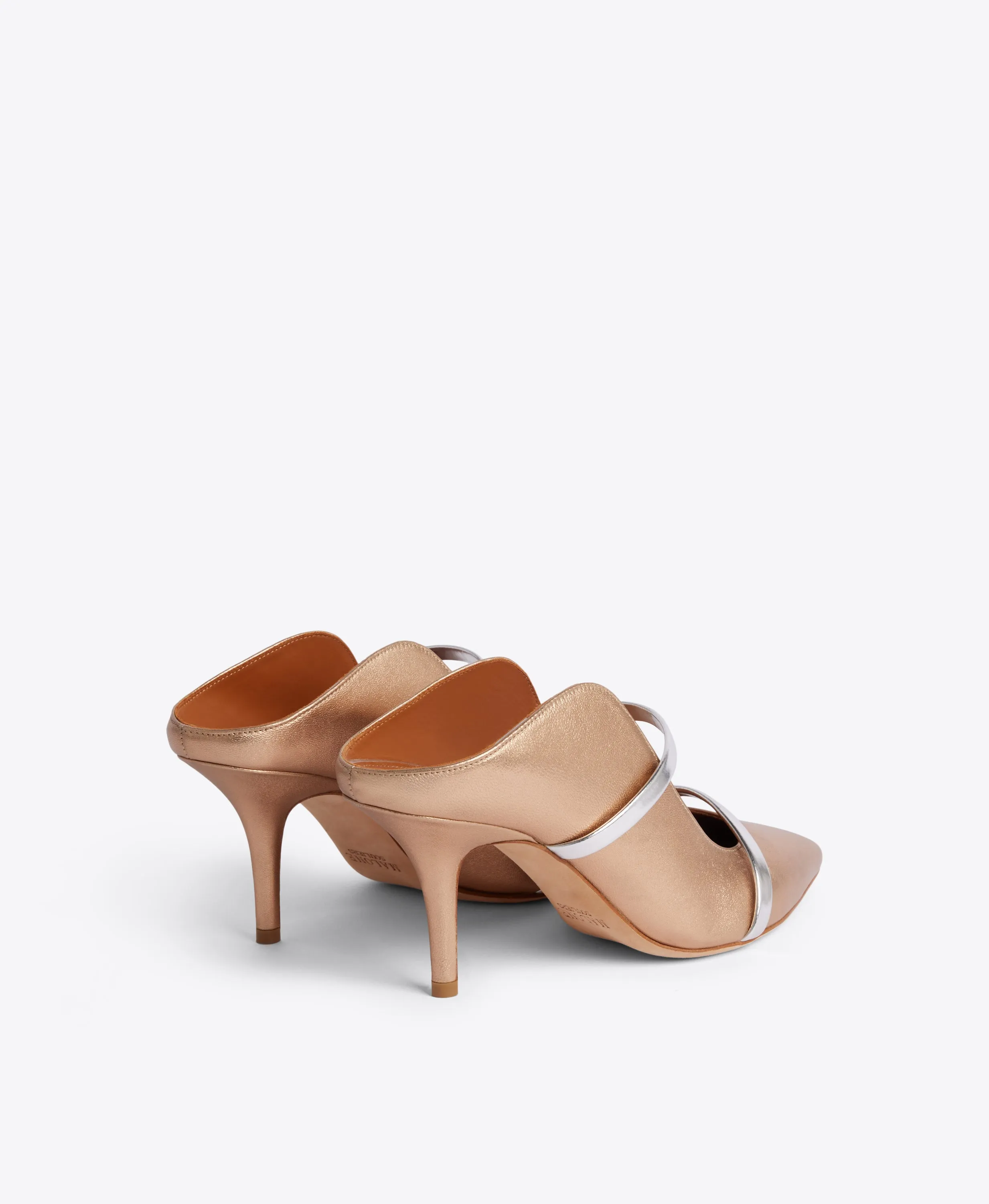 Maureen 70 Gold & Silver Leather Mules