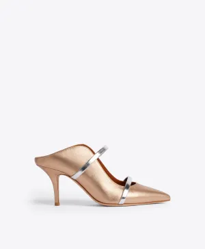 Maureen 70 Gold & Silver Leather Mules