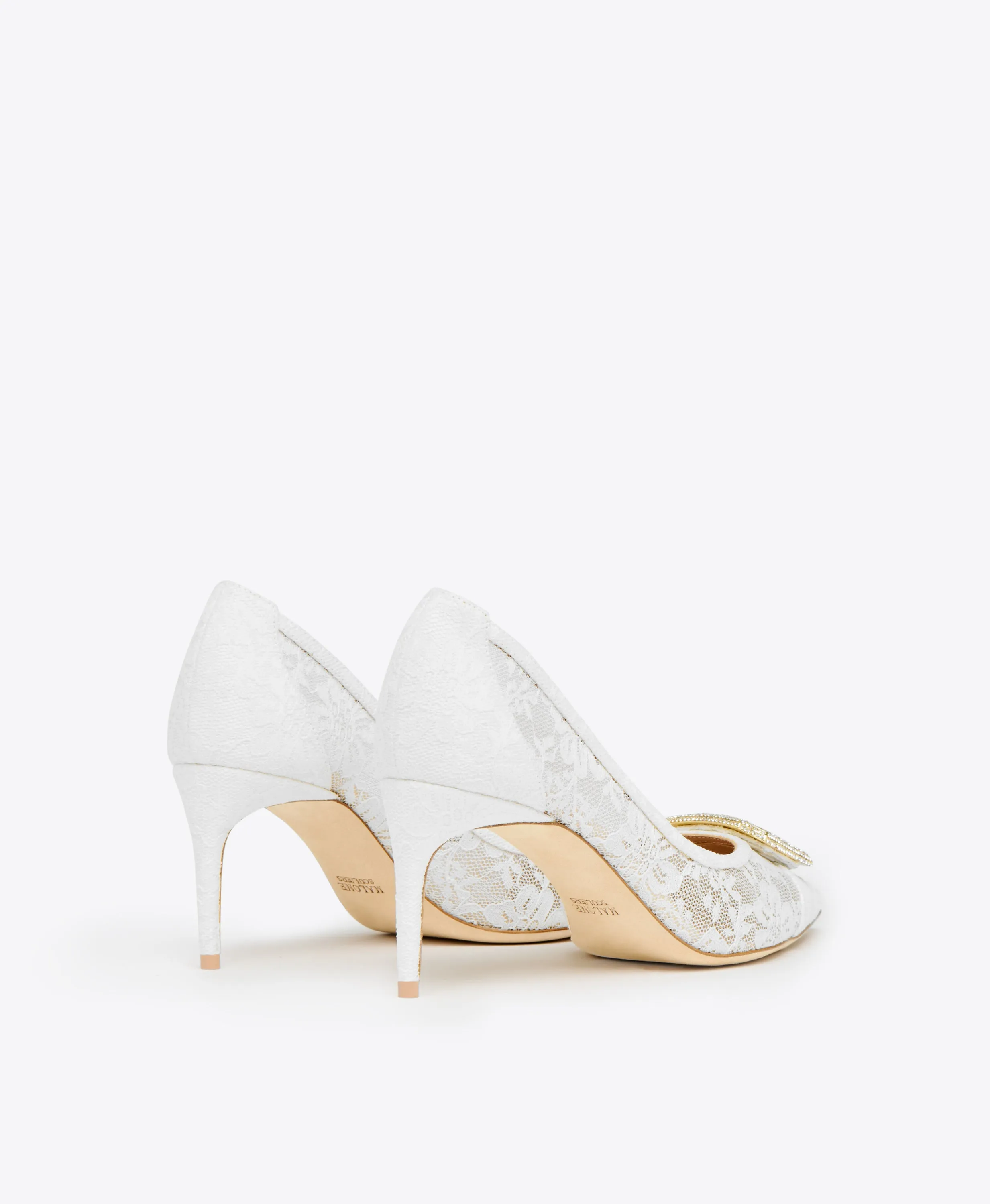 Monroe 70 White Lace Heeled Pumps