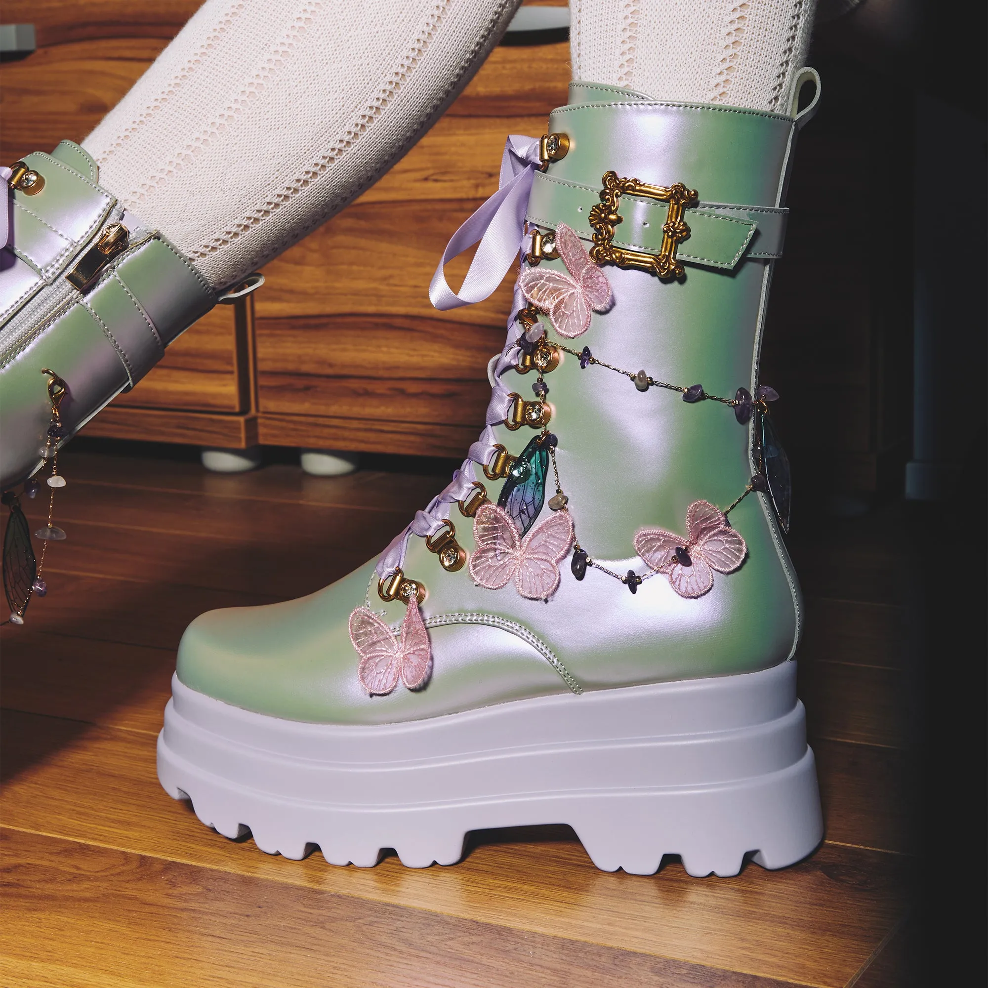 Nature's Flurry Trident Platform Boots - Purple