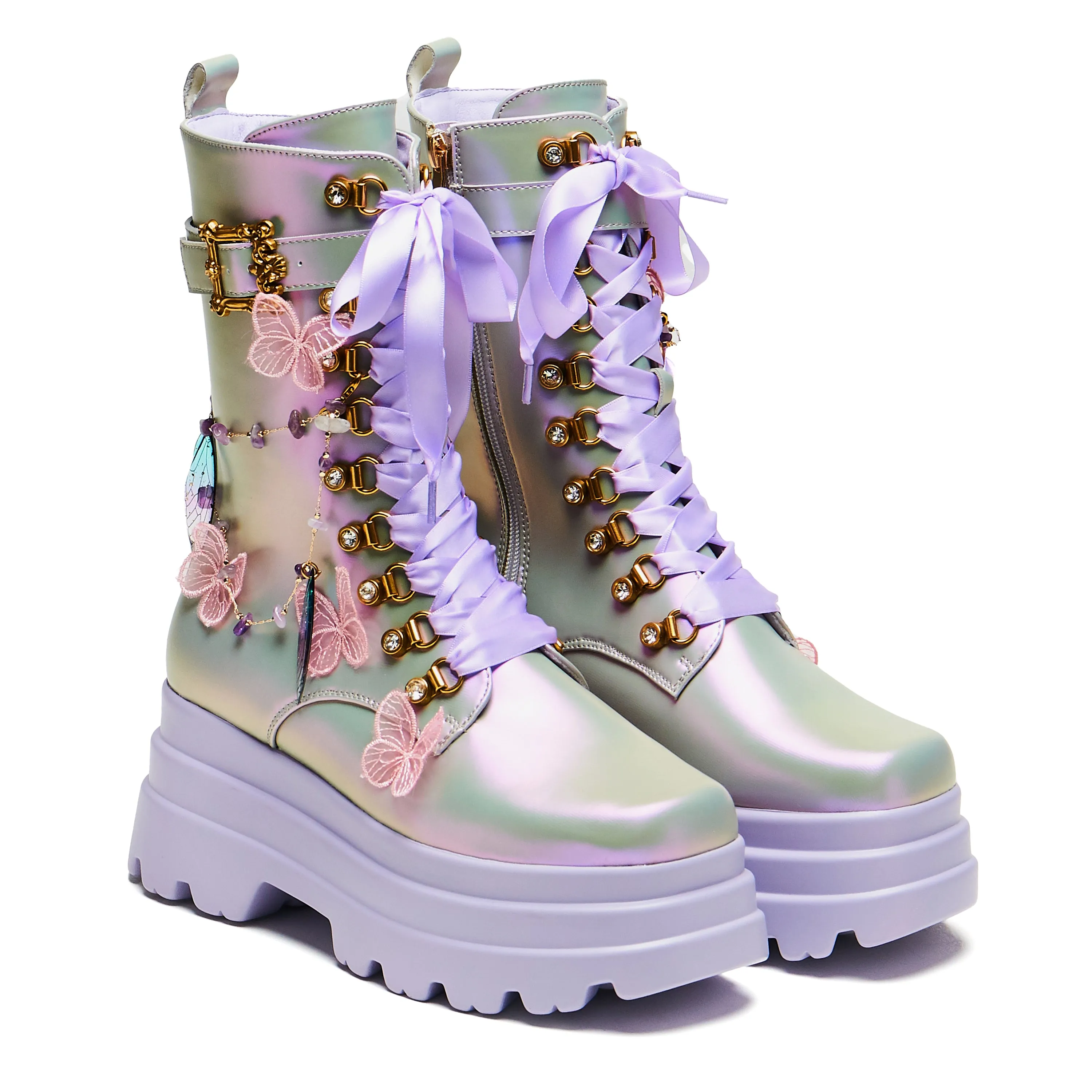 Nature's Flurry Trident Platform Boots - Purple