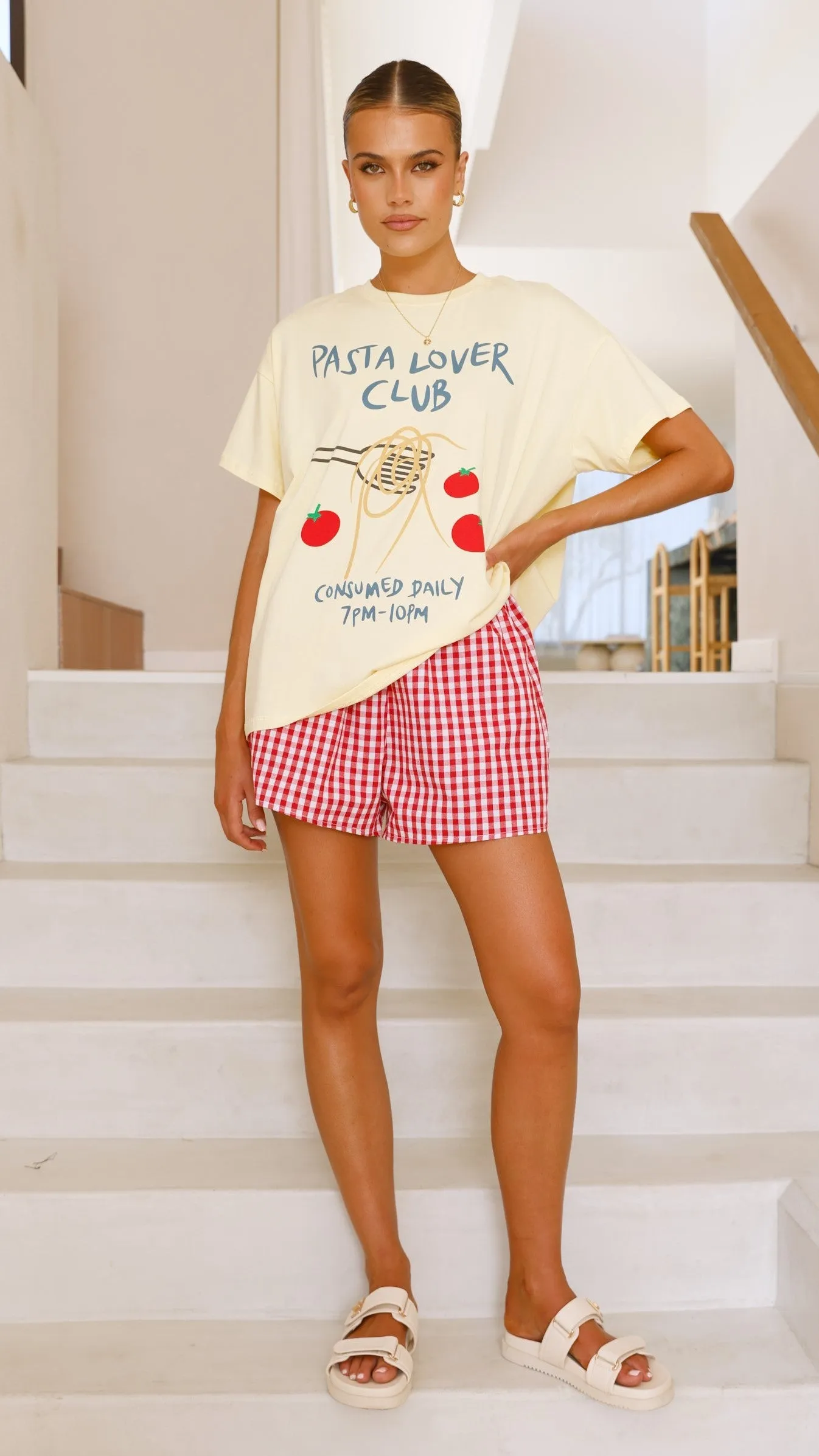 Pasta Lover Top and Shorts Set - Yellow/Red
