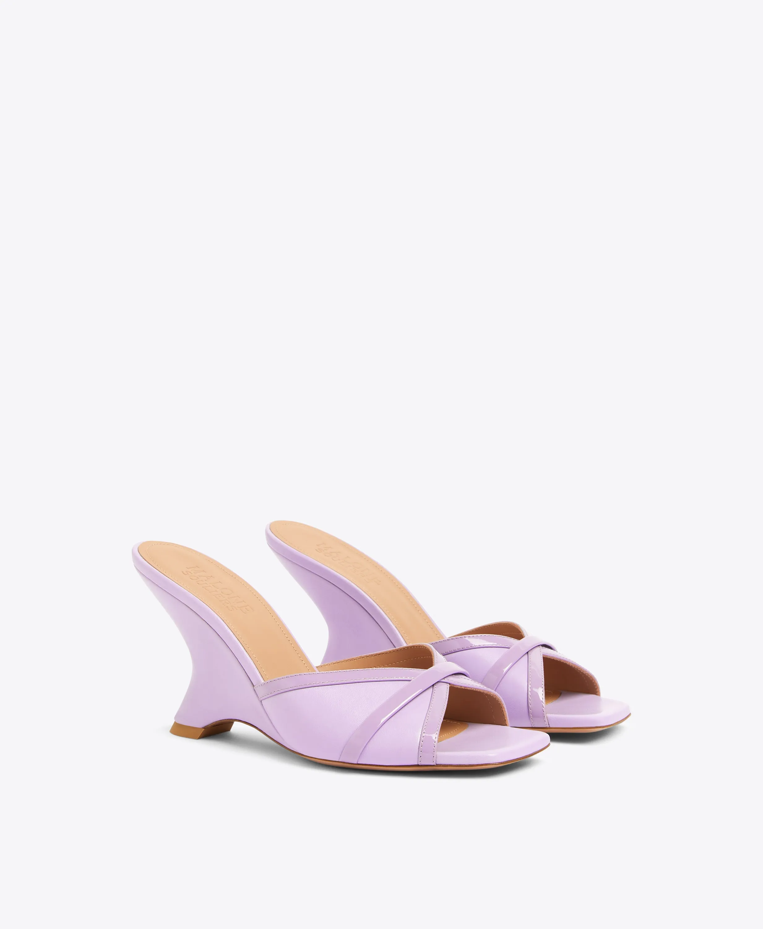 Perla 85 Lilac Leather Wedges