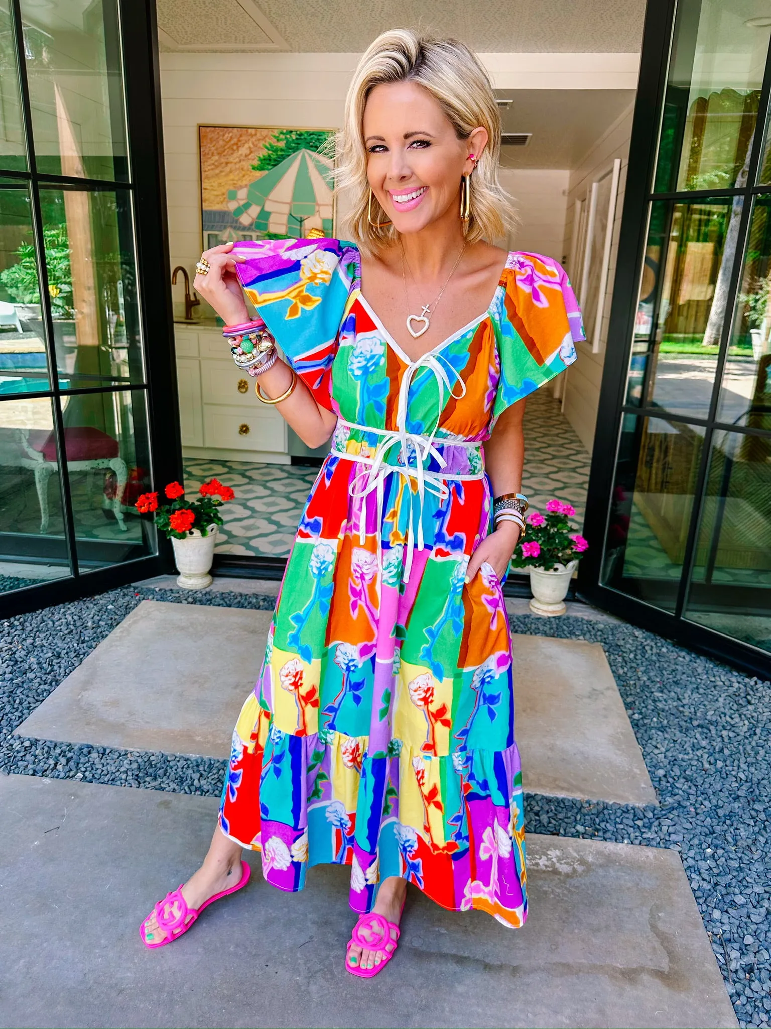 PETAL POP ART COLORFUL MIDI DRESS