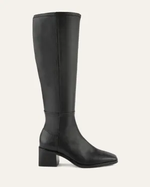 QUEENIE KNEE BOOTS BLACK LEATHER