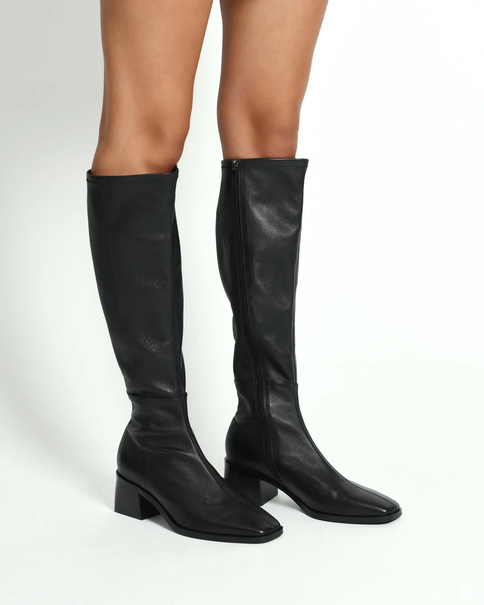 QUEENIE KNEE BOOTS BLACK LEATHER
