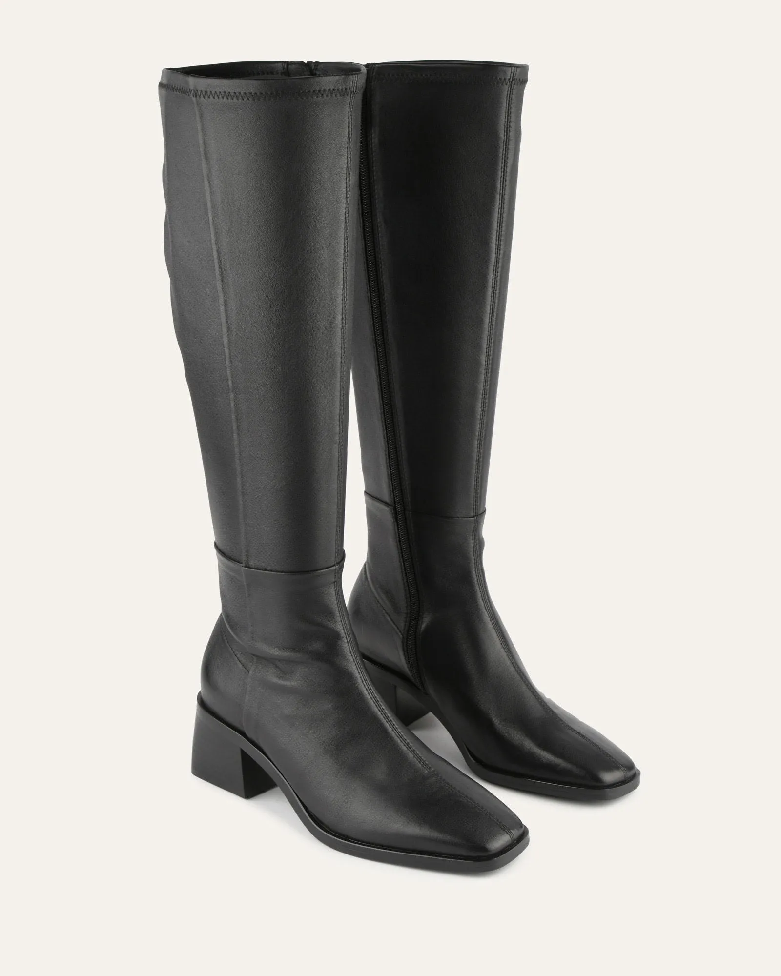 QUEENIE KNEE BOOTS BLACK LEATHER