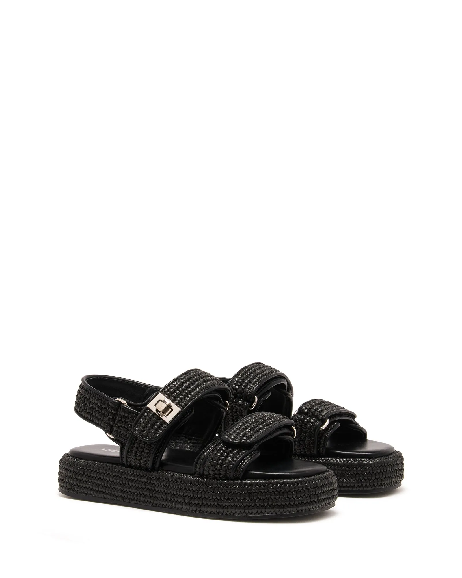Revive Flatform Sandal Black Raffia