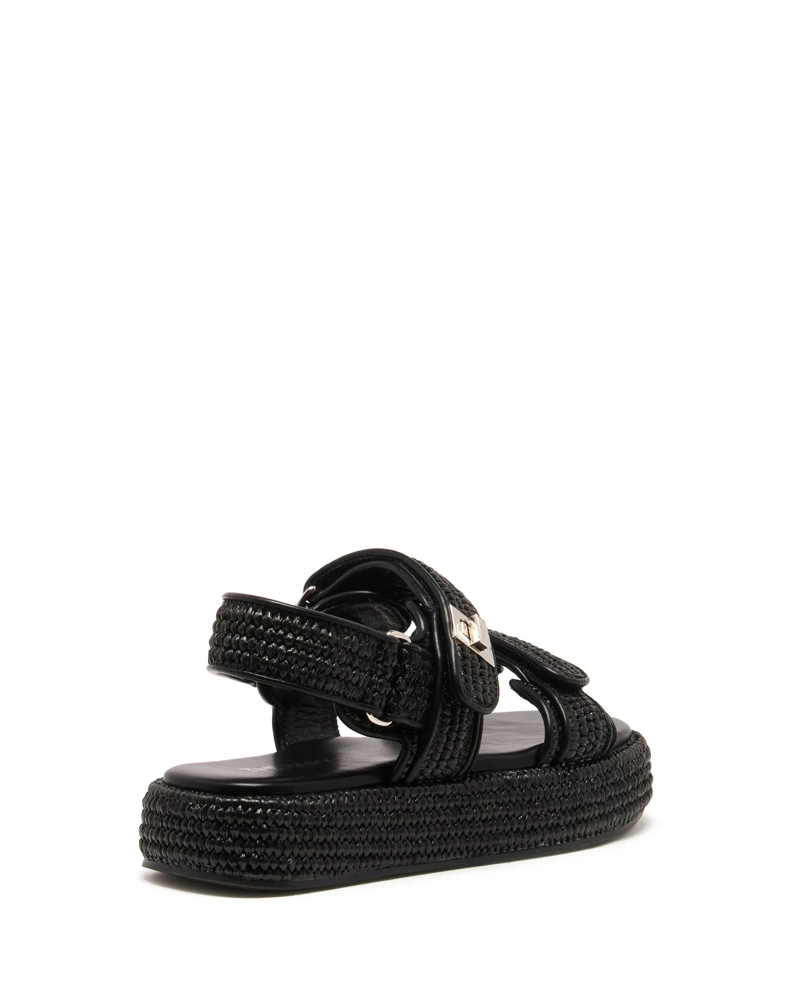 Revive Flatform Sandal Black Raffia