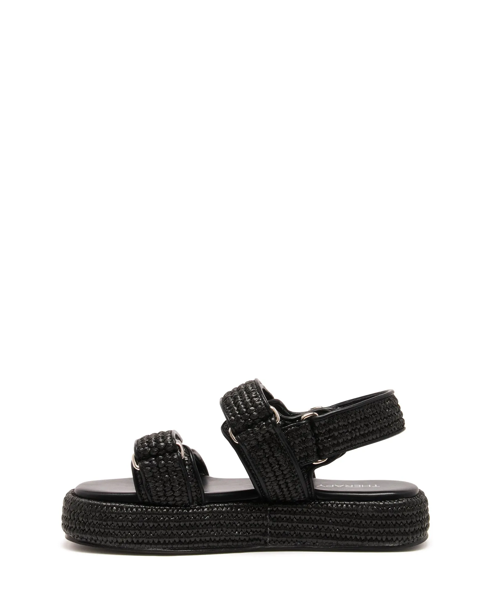 Revive Flatform Sandal Black Raffia