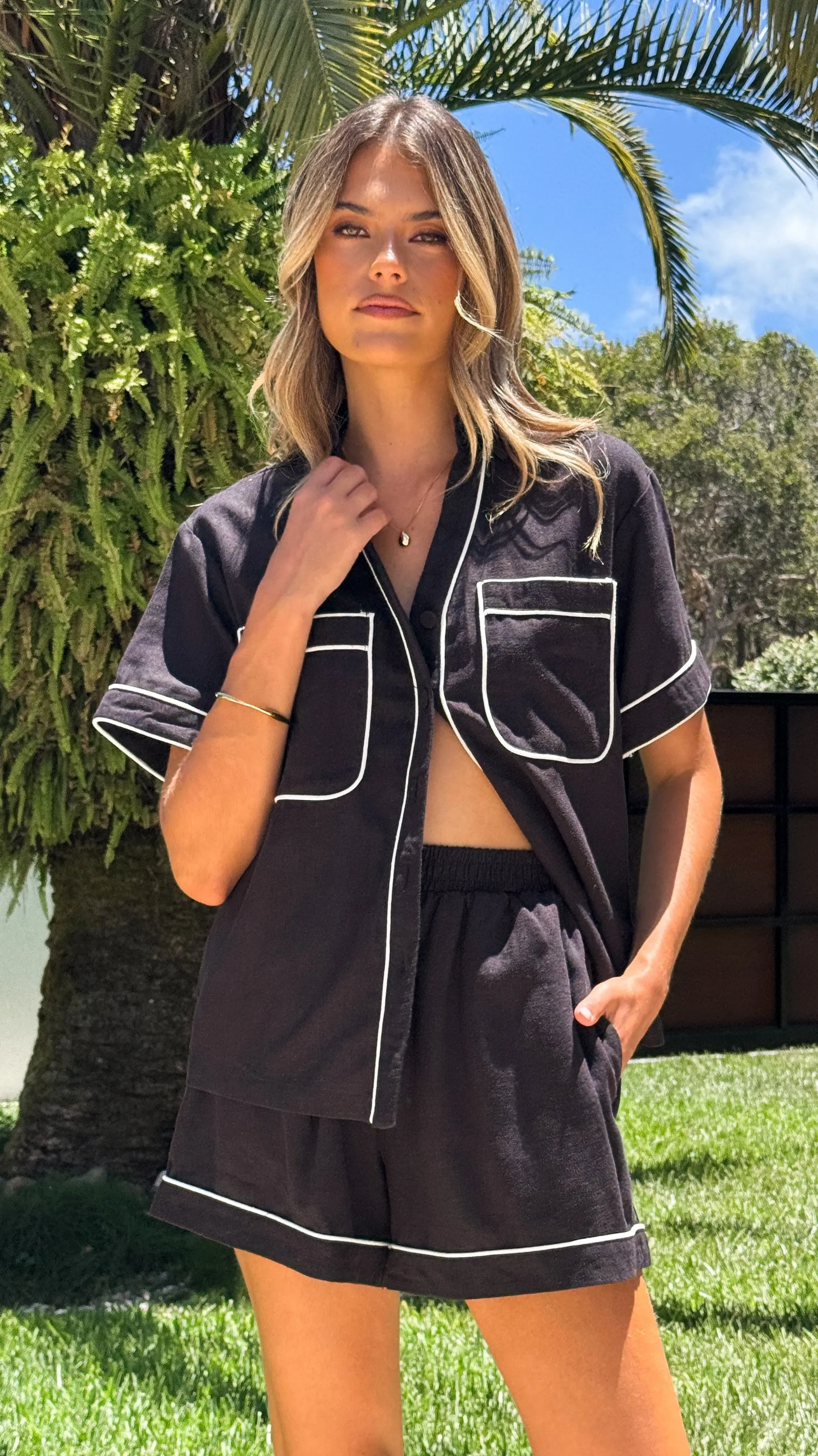 Salome Button Up Shirt - Black/White