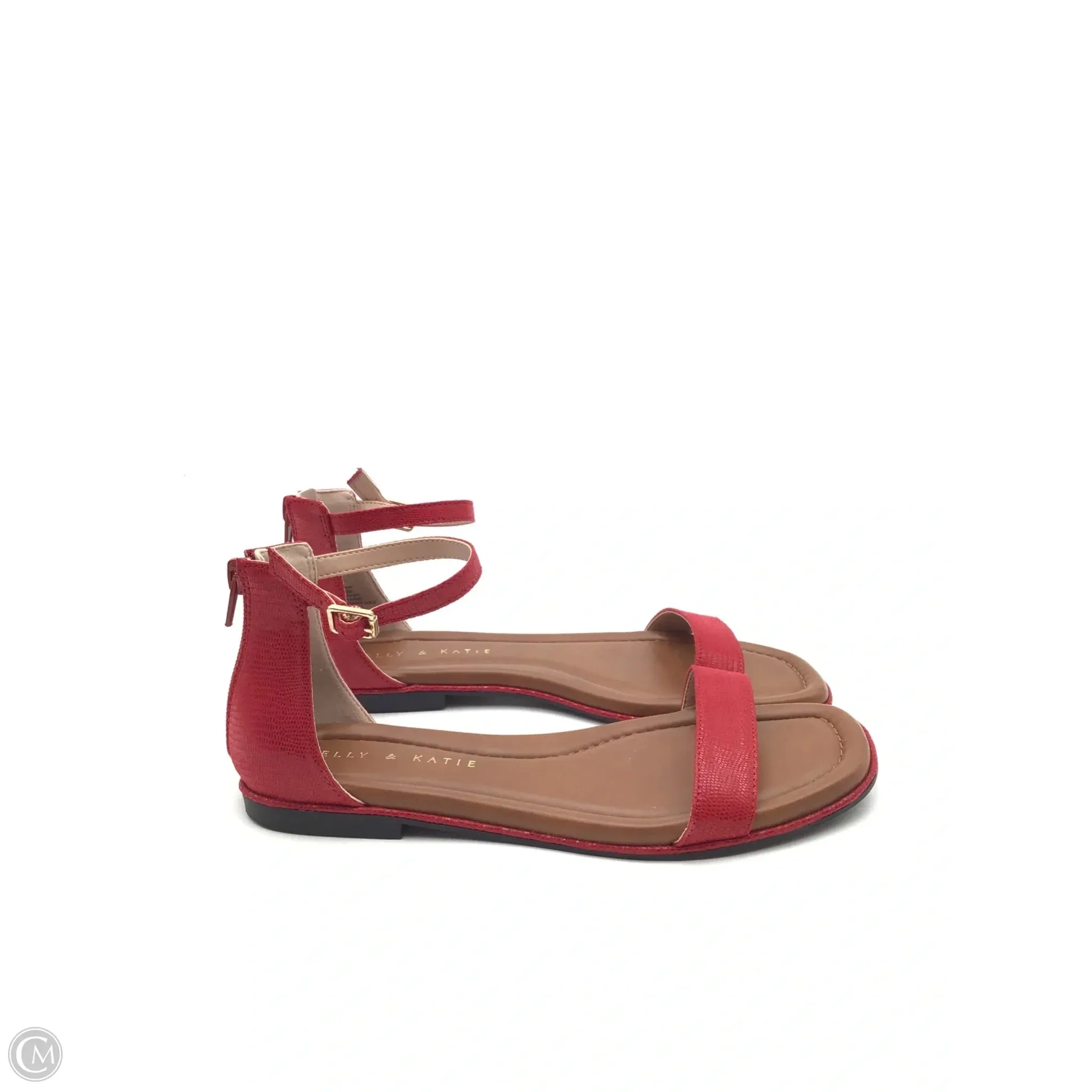 Sandals Flats By Kelly And Katie In Brown & Red, Size: 7.5