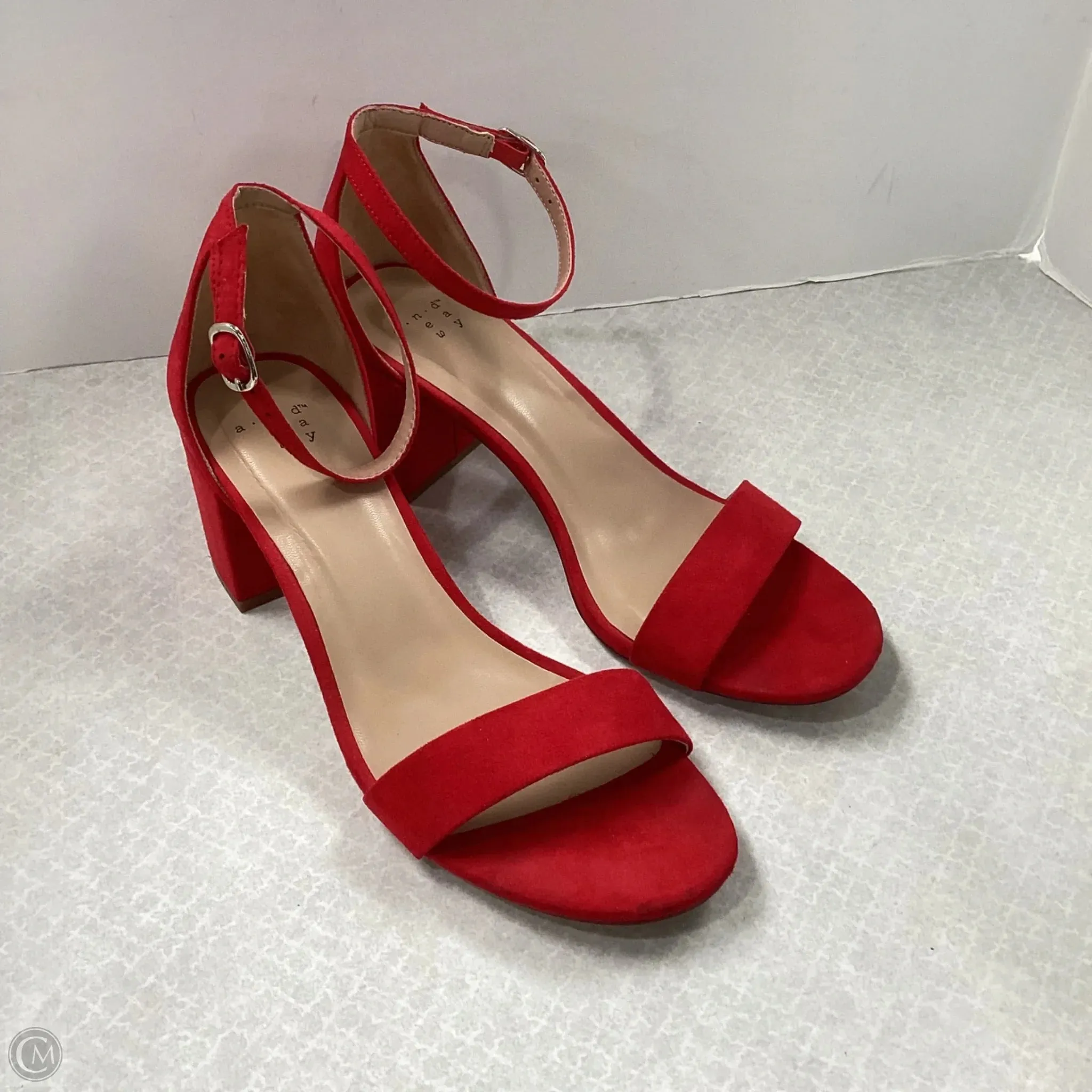 Sandals Heels Block By A New Day In Red, Size: 7.5